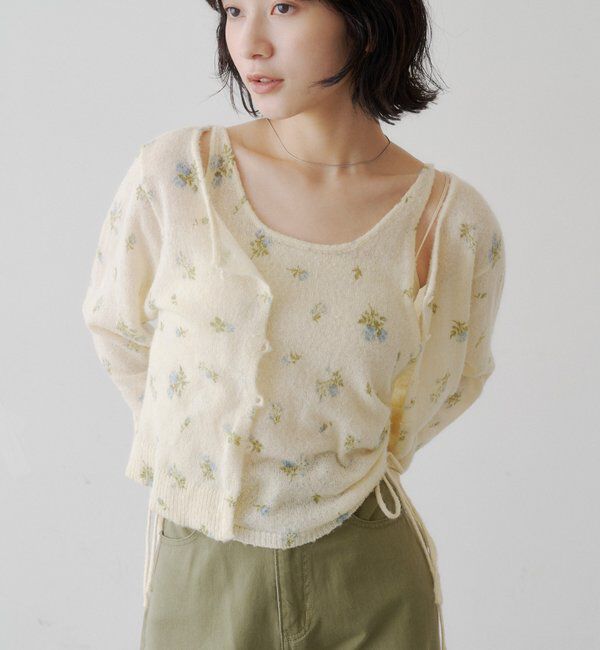  「【着回し力◎/花柄&無地】モヘアフラワーアンサンブルニット」|ニット・セーター|