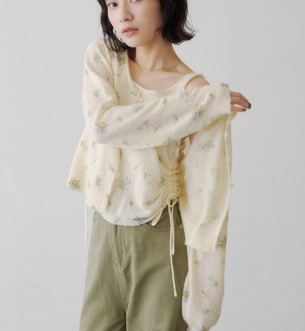  「【着回し力◎/花柄&無地】モヘアフラワーアンサンブルニット」|ニット・セーター|