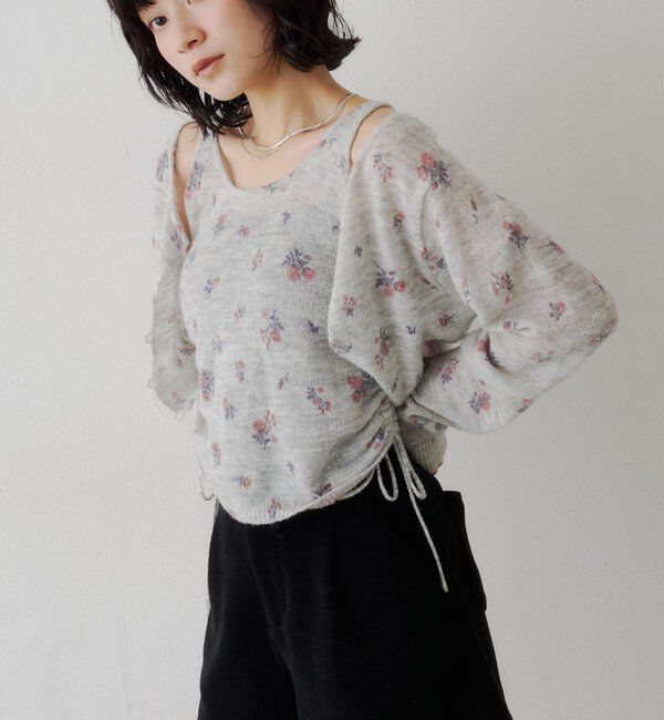  「【着回し力◎/花柄&無地】モヘアフラワーアンサンブルニット」|ニット・セーター|