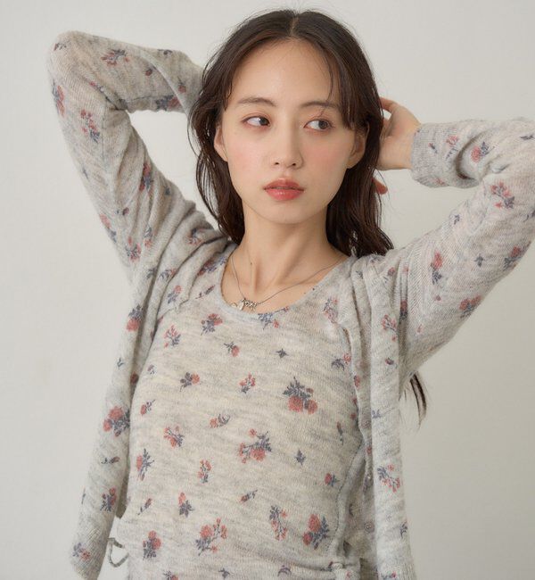  「【着回し力◎/花柄&無地】モヘアフラワーアンサンブルニット」|ニット・セーター|