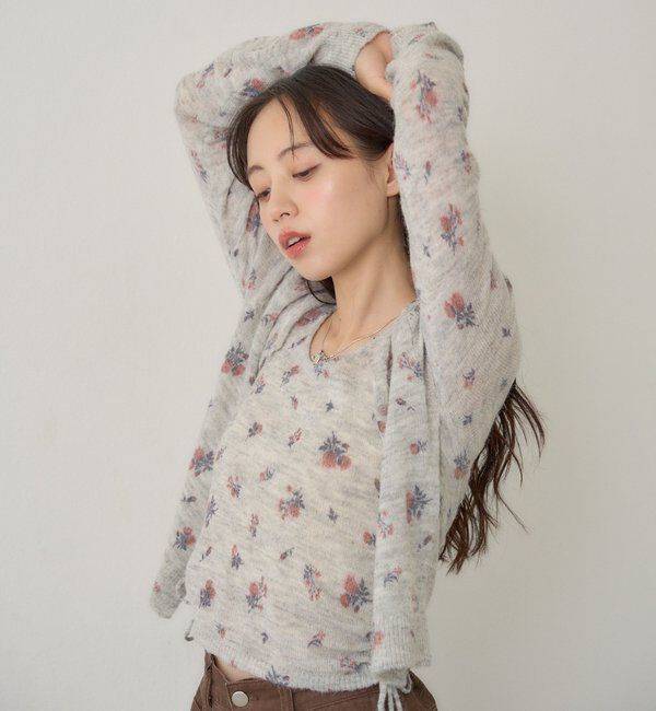 「【着回し力◎/花柄&無地】モヘアフラワーアンサンブルニット」|ニット・セーター|