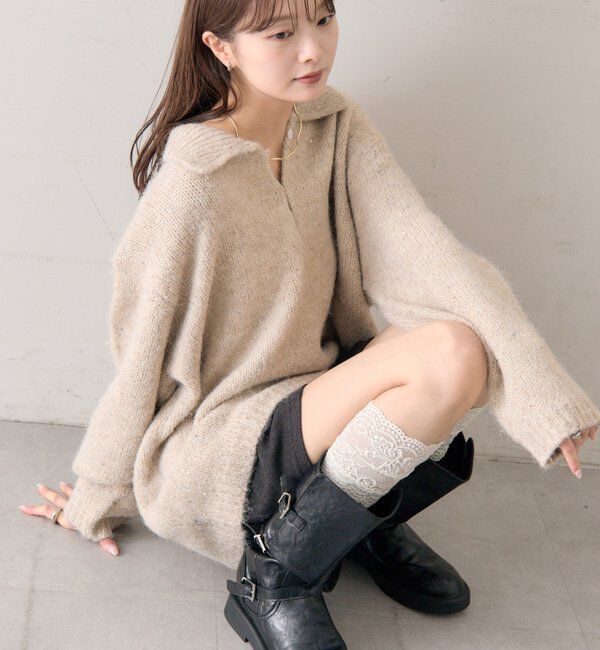  「襟付きラメニット」|ニット・セーター|