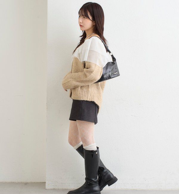  「チュールフリルVニットカーディガン」|カーディガン|