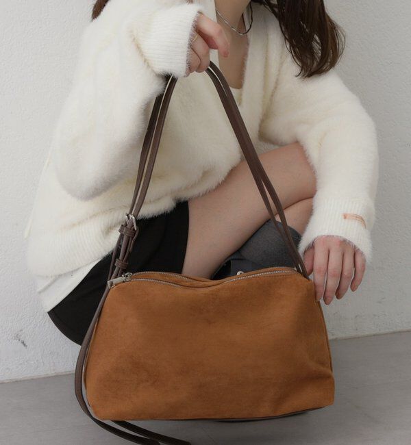  「パイピングベルトスウェードBAG」|トートバッグ|キャメル