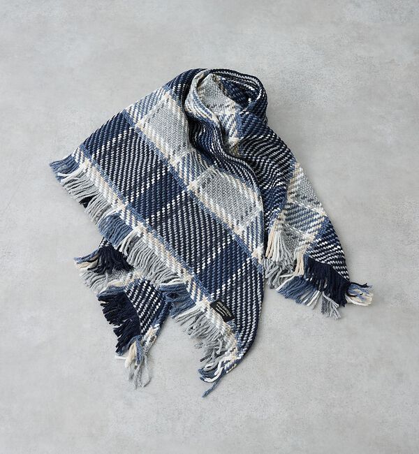 collex「【John Branigan/ジョンブラニガン】CHECK SHAWL チェック」|マフラー|ブルー