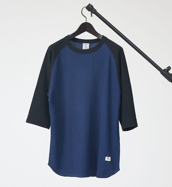 ABAHOUSE「【JEMORGAN /ジェーイーモーガン 】ワッフルラグランスリーブ７分袖Tシャ」|Tシャツ・カットソー|ネイビー