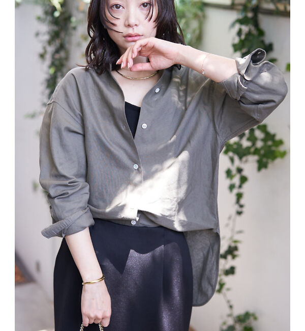 Rouge vif「綿麻レギュラー ナチュラルシャツ」|シャツ・ブラウス|グレージュ
