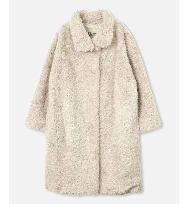 allureville「【HERNO(ヘルノ－)】 CURLY ECO FUR HIGH NECK CT」|ダッフルコート|ベージュ