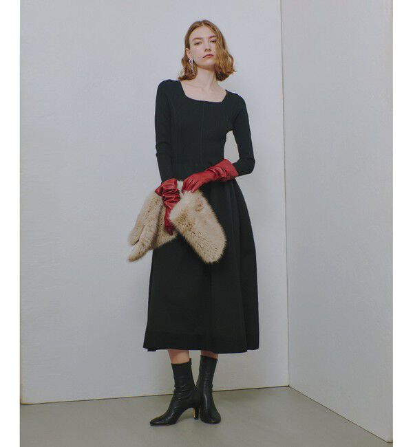 allureville「ウエストマークコクーンニットワンピース」|ワンピース|ブラック