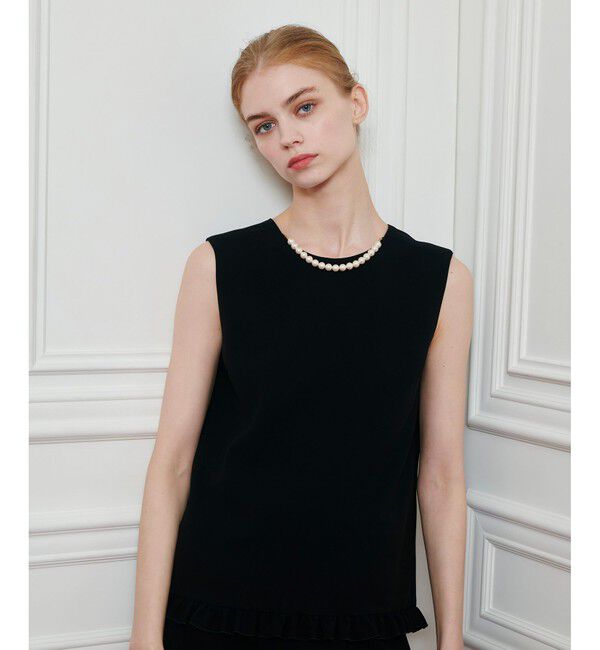 LOULOU WILLOUGHBY「【LOULOU WILLOUGHBY】パールネックレス付きフリルブラウス」|シャツ・ブラウス|