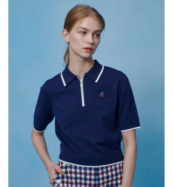 LOULOU WILLOUGHBY「【LOULOU WILLOUGHBY】CHERRY ビジューポロ」|ポロシャツ|