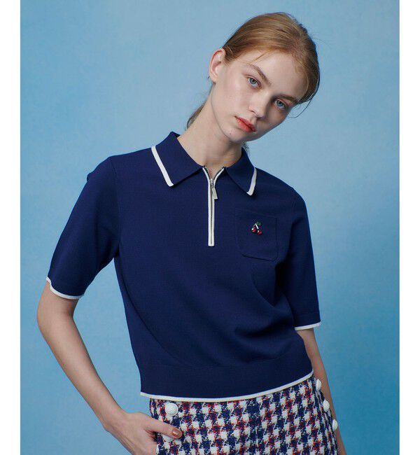 LOULOU WILLOUGHBY「【LOULOU WILLOUGHBY】CHERRY ビジューポロ」|ポロシャツ|