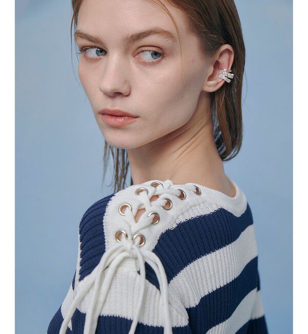 LOULOU WILLOUGHBY「【LOULOU WILLOUGHBY】レースアップショルダープルオーバー」|ニット・セーター|