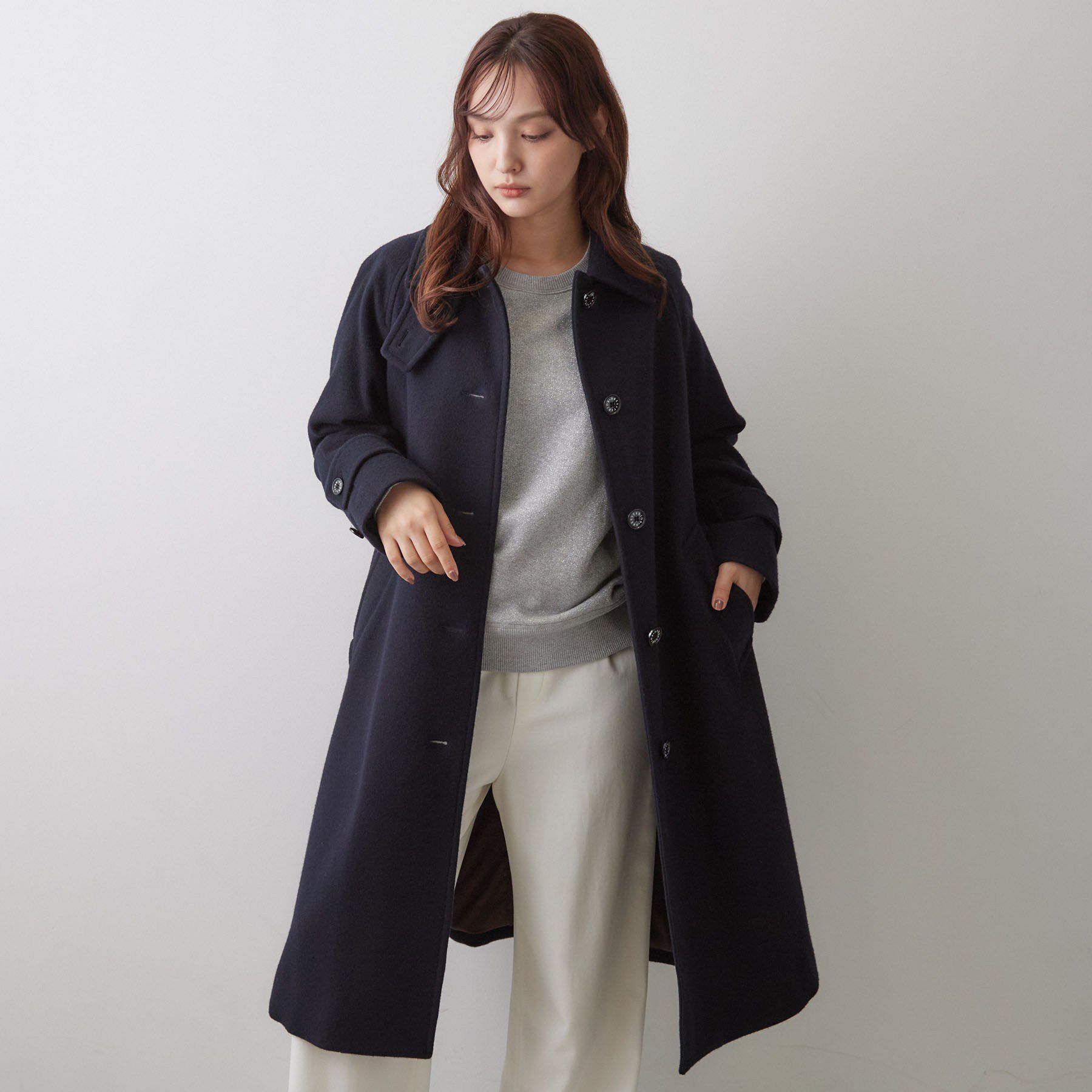 DRESSTERIOR「【名品/Aライン】スーパー110sウールステンカラーコート」|ステンカラーコート|