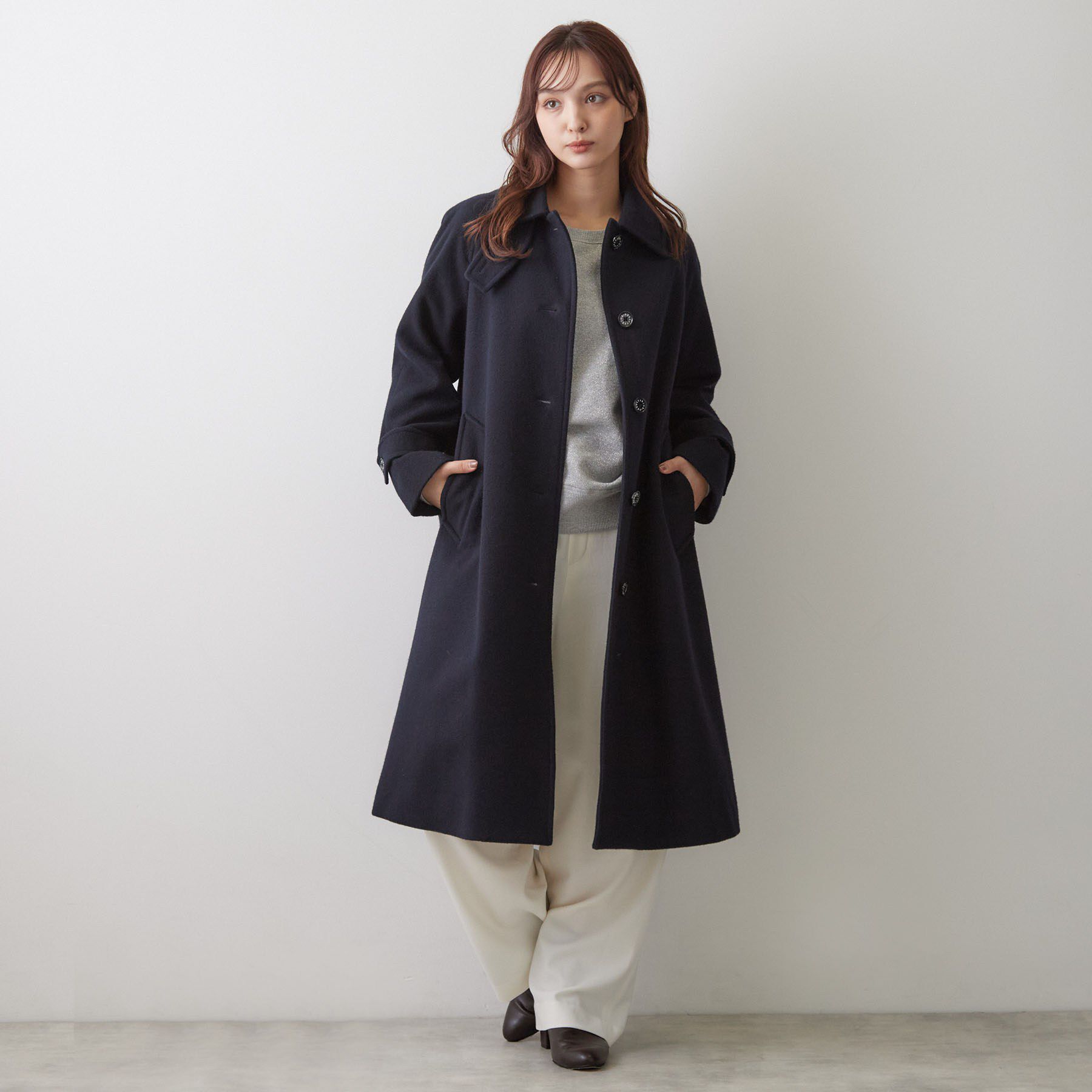 DRESSTERIOR「【名品/Aライン】スーパー110sウールステンカラーコート」|ステンカラーコート|