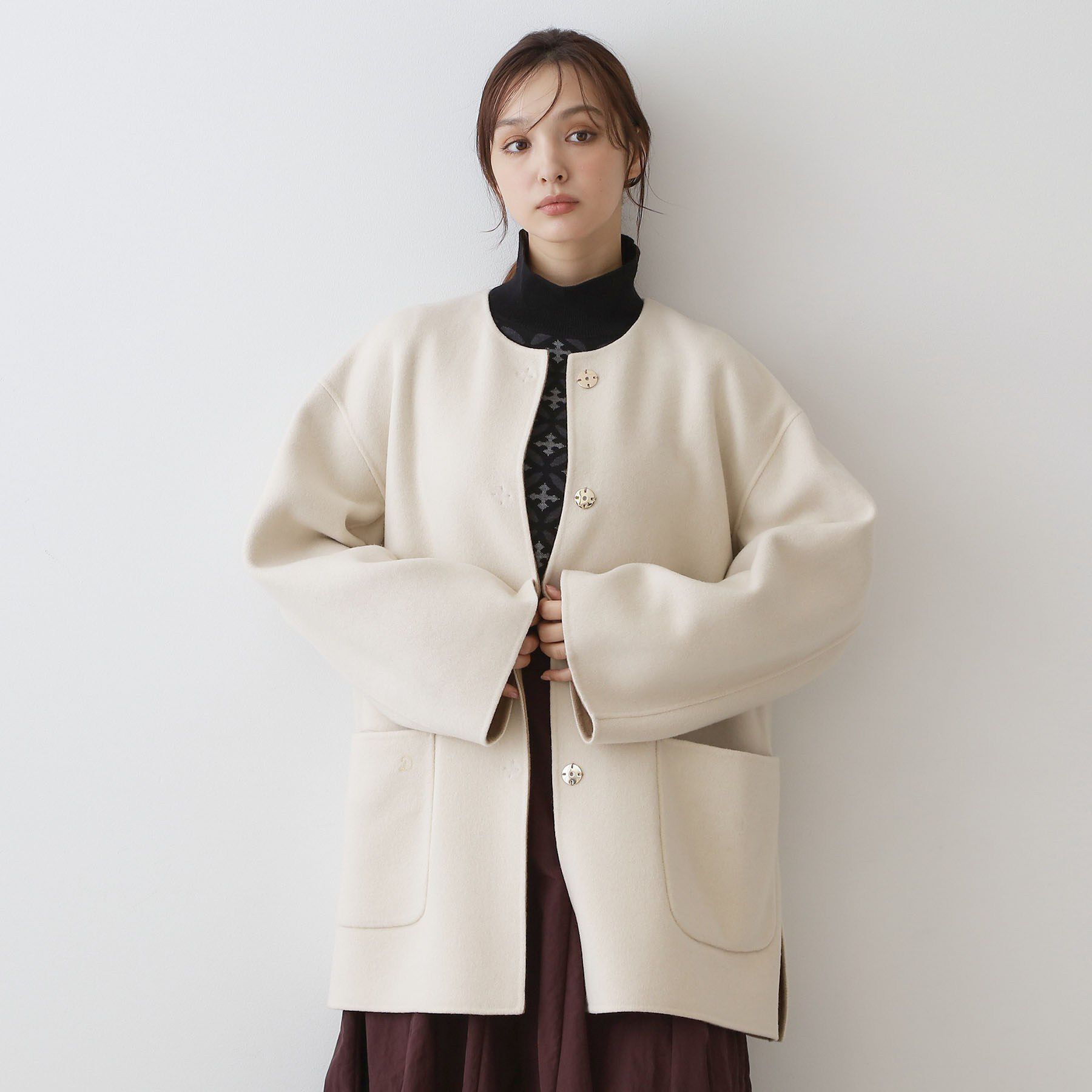 DRESSTERIOR「【肌ざわり◎/軽量】Super140sリバーシブルコート」|ノーカラーコート|