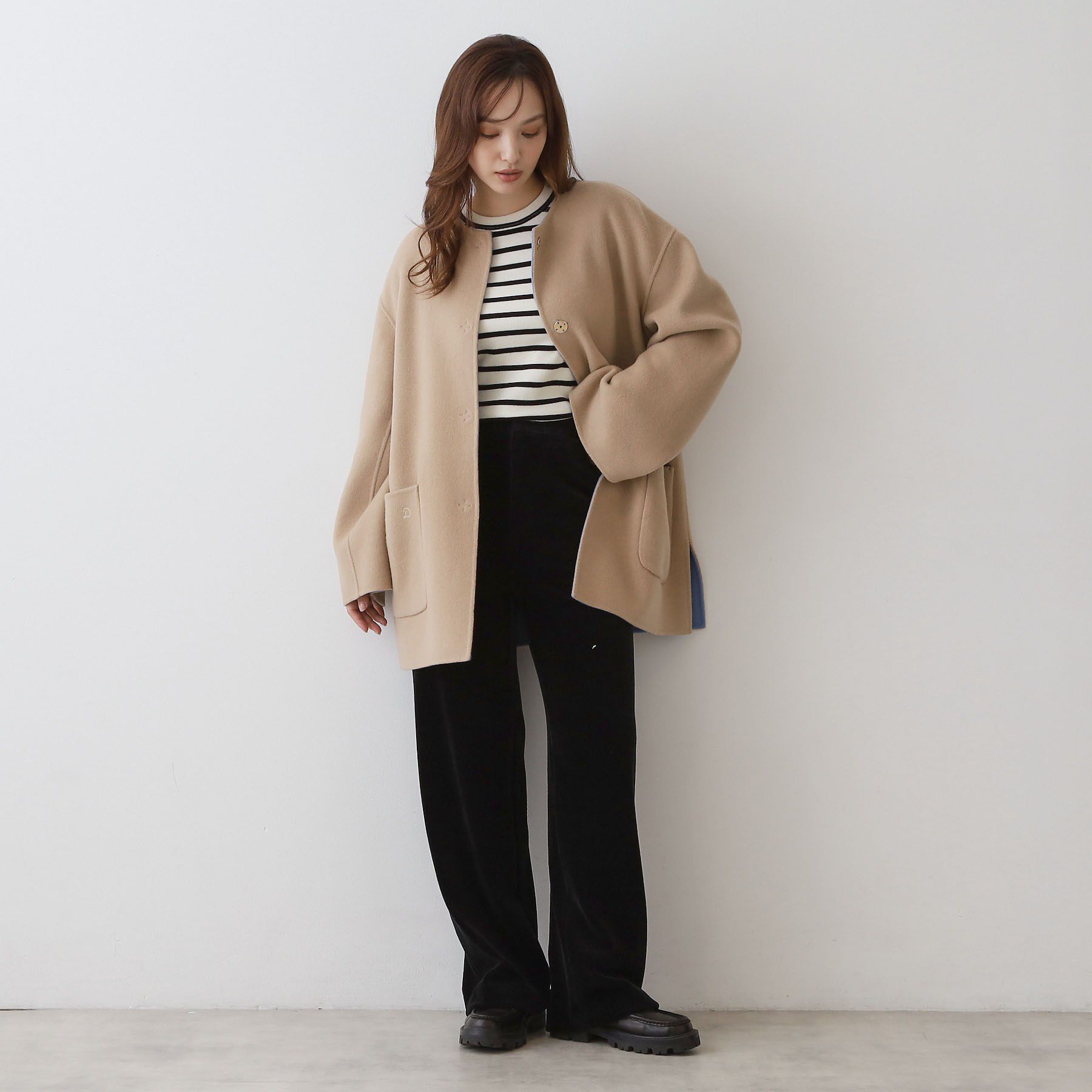 DRESSTERIOR「【肌ざわり◎/軽量】Super140sリバーシブルコート」|ノーカラーコート|