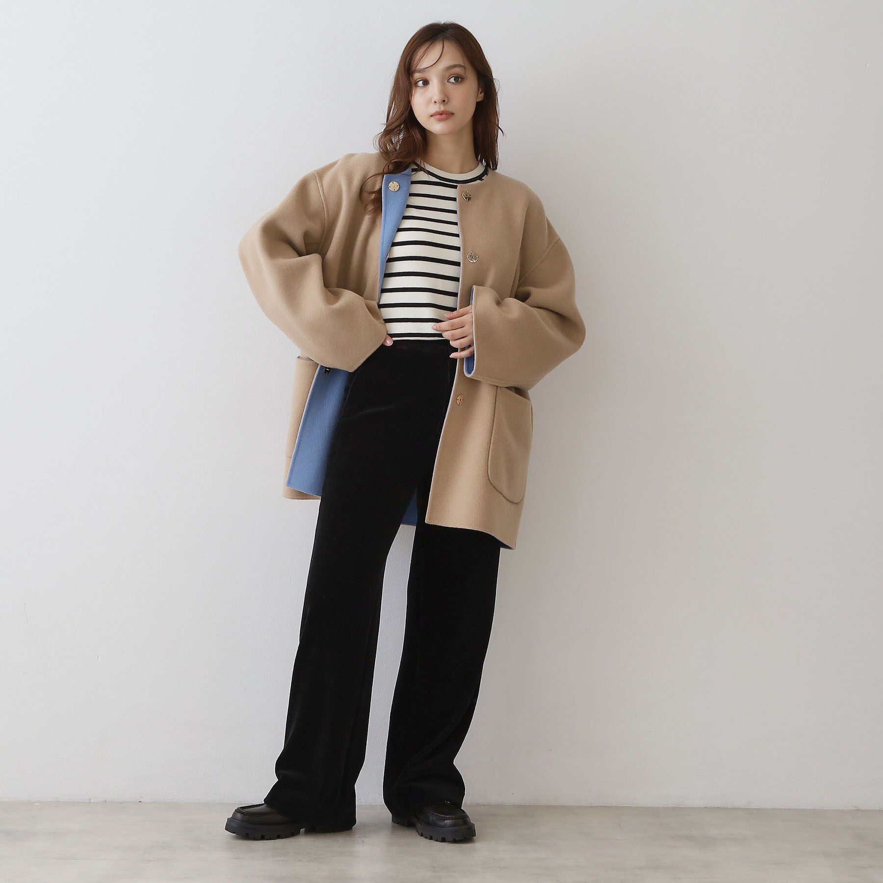 DRESSTERIOR「【肌ざわり◎/軽量】Super140sリバーシブルコート」|ノーカラーコート|