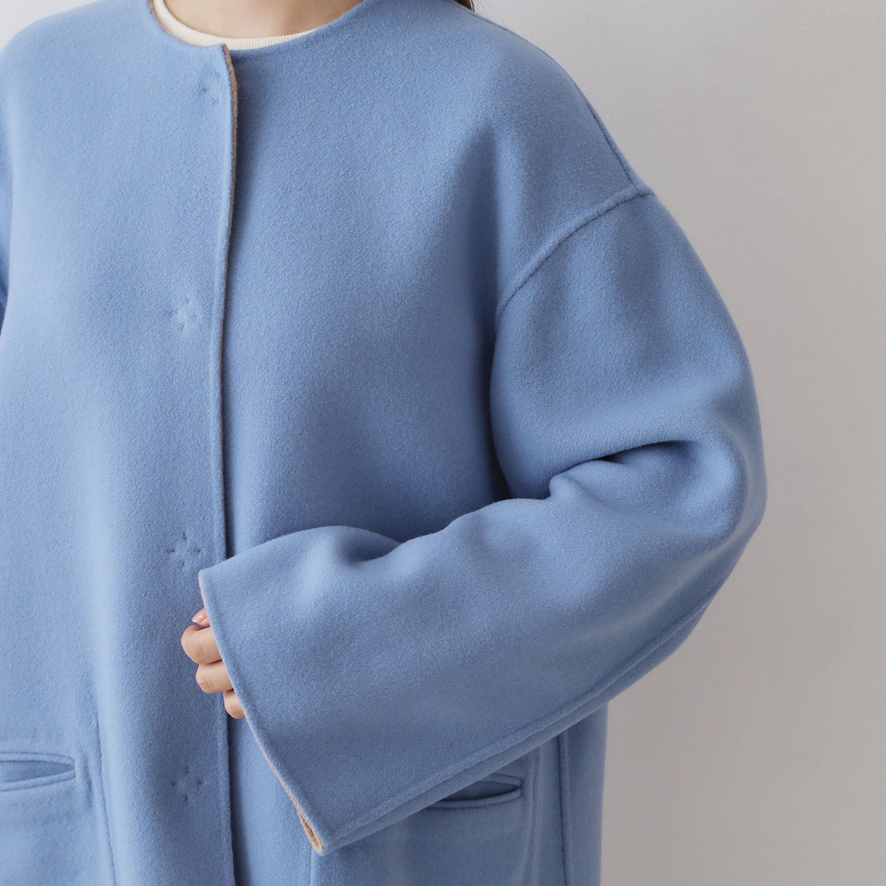 DRESSTERIOR「【肌ざわり◎/軽量】Super140sリバーシブルコート」|ノーカラーコート|
