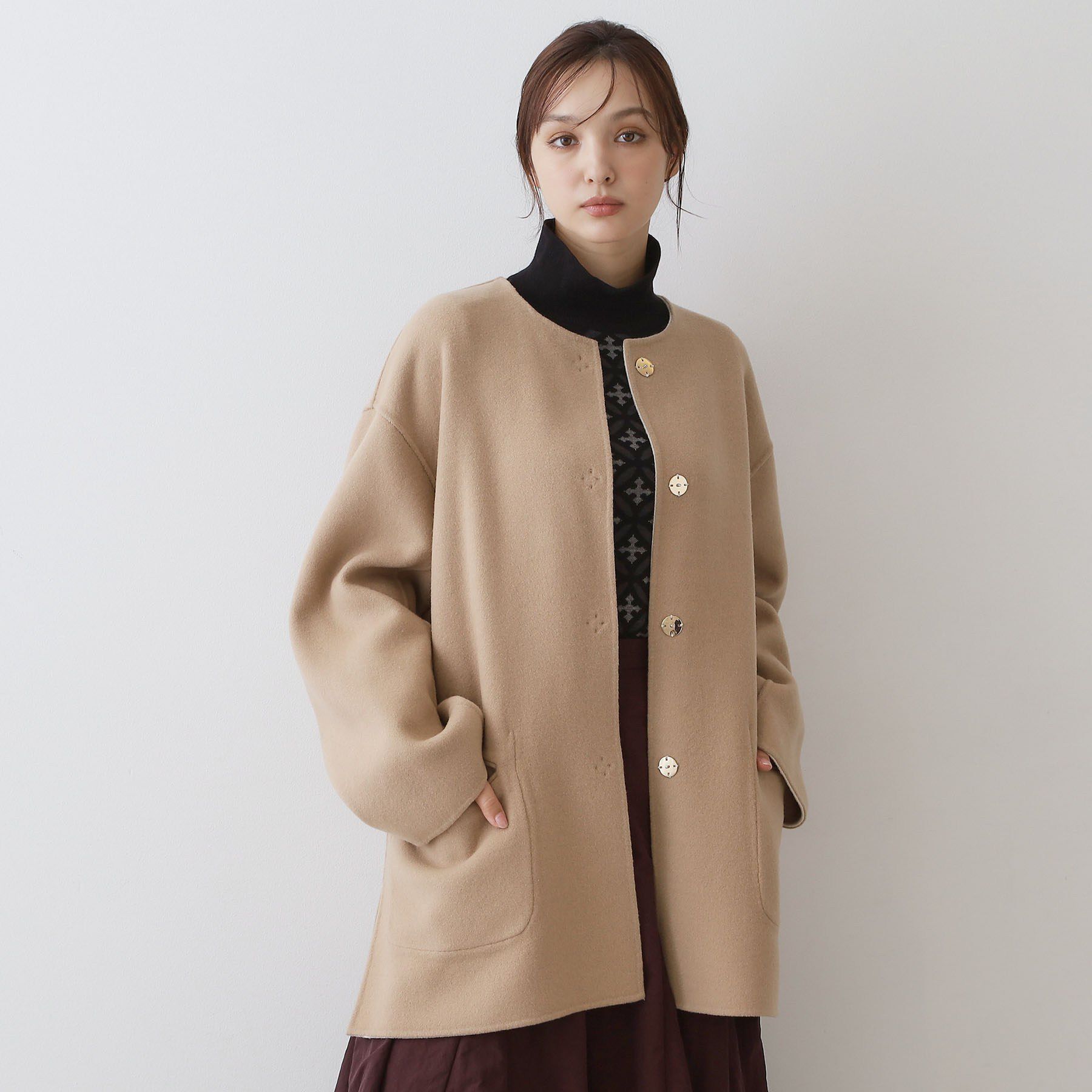 DRESSTERIOR「【肌ざわり◎/軽量】Super140sリバーシブルコート」|ノーカラーコート|