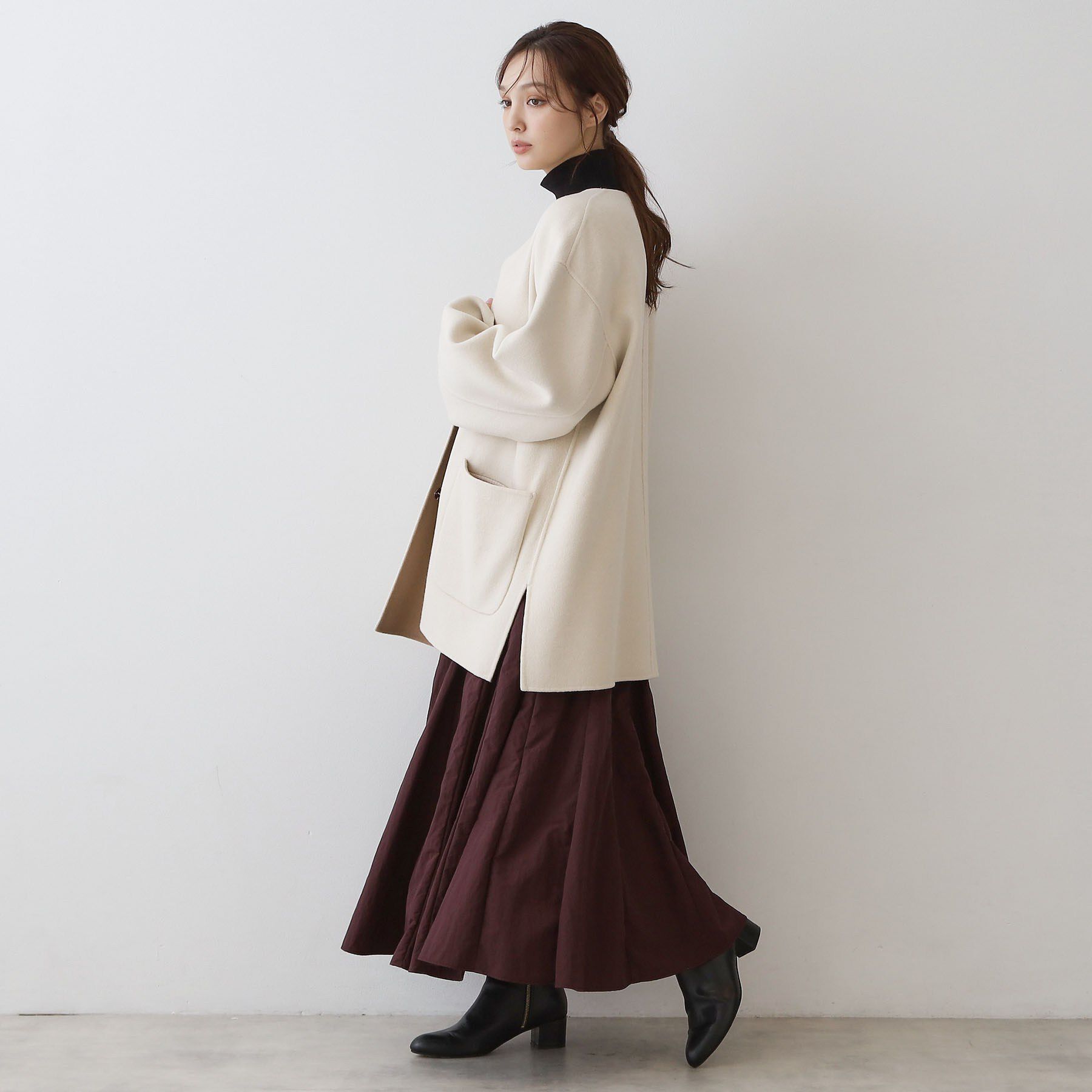 DRESSTERIOR「【肌ざわり◎/軽量】Super140sリバーシブルコート」|ノーカラーコート|