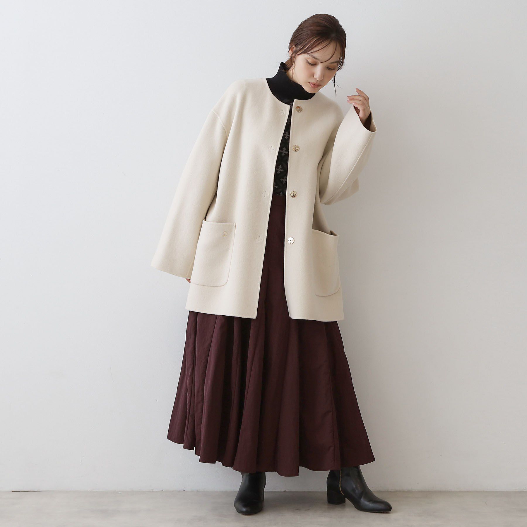 DRESSTERIOR「【肌ざわり◎/軽量】Super140sリバーシブルコート」|ノーカラーコート|