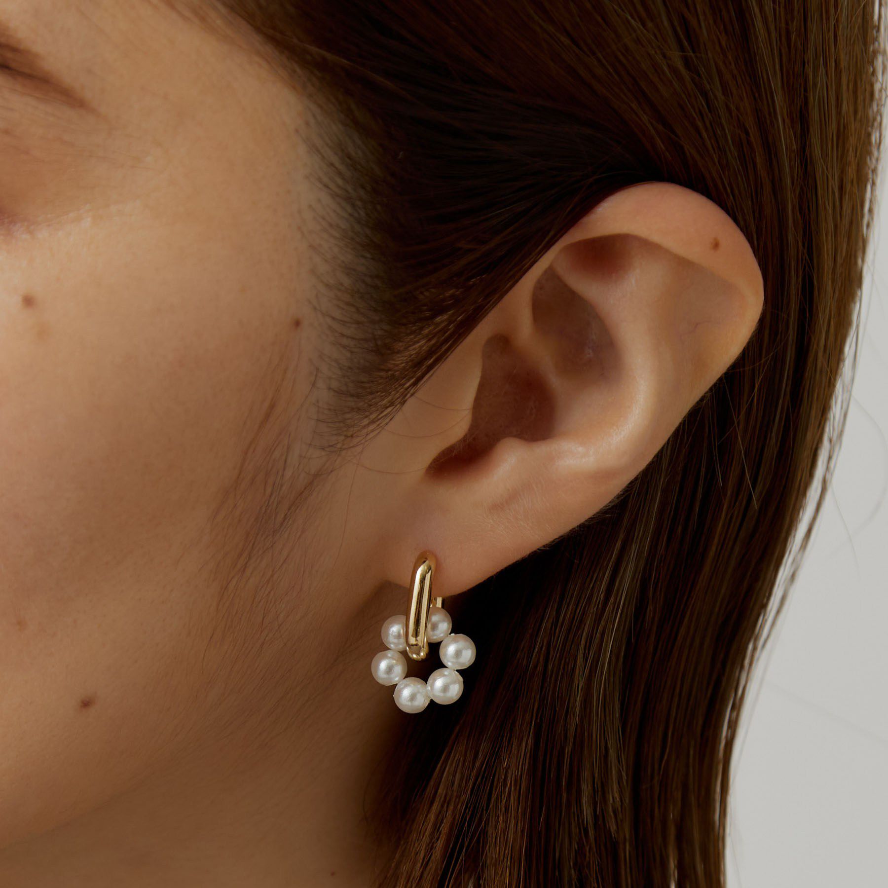 grove「メタル＆パール調2wayフープピアス」|ピアス|