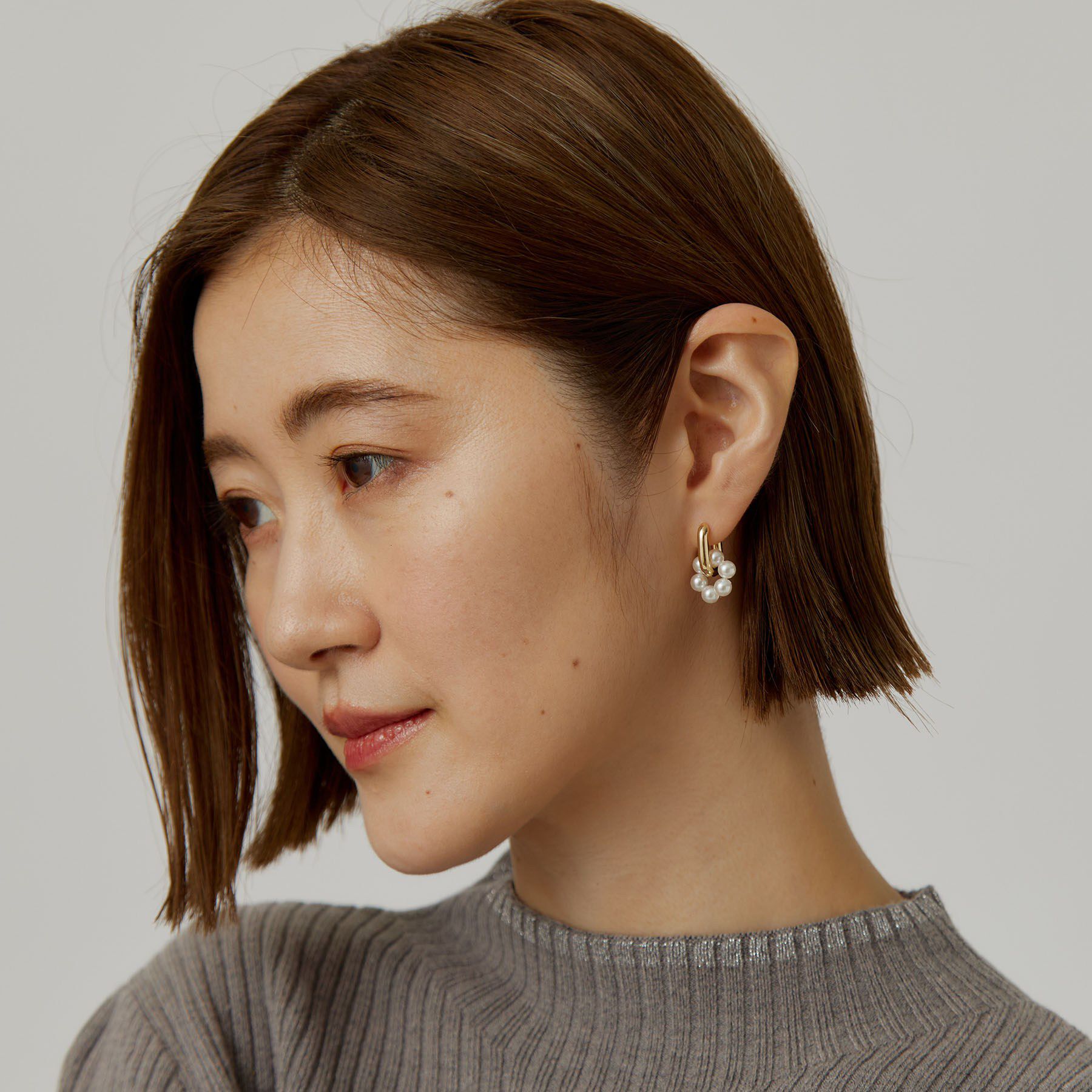 grove「メタル＆パール調2wayフープピアス」|ピアス|