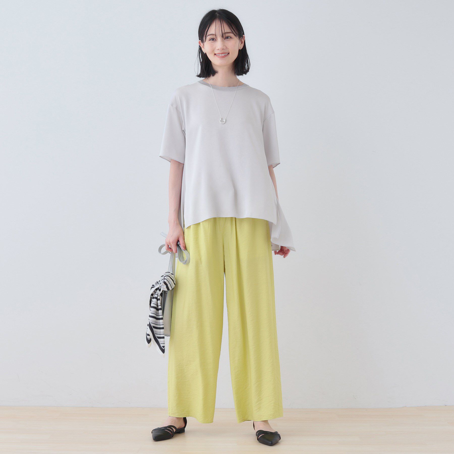 INDIVI「【バックシャン】デザインTブラウス」|Tシャツ・カットソー|