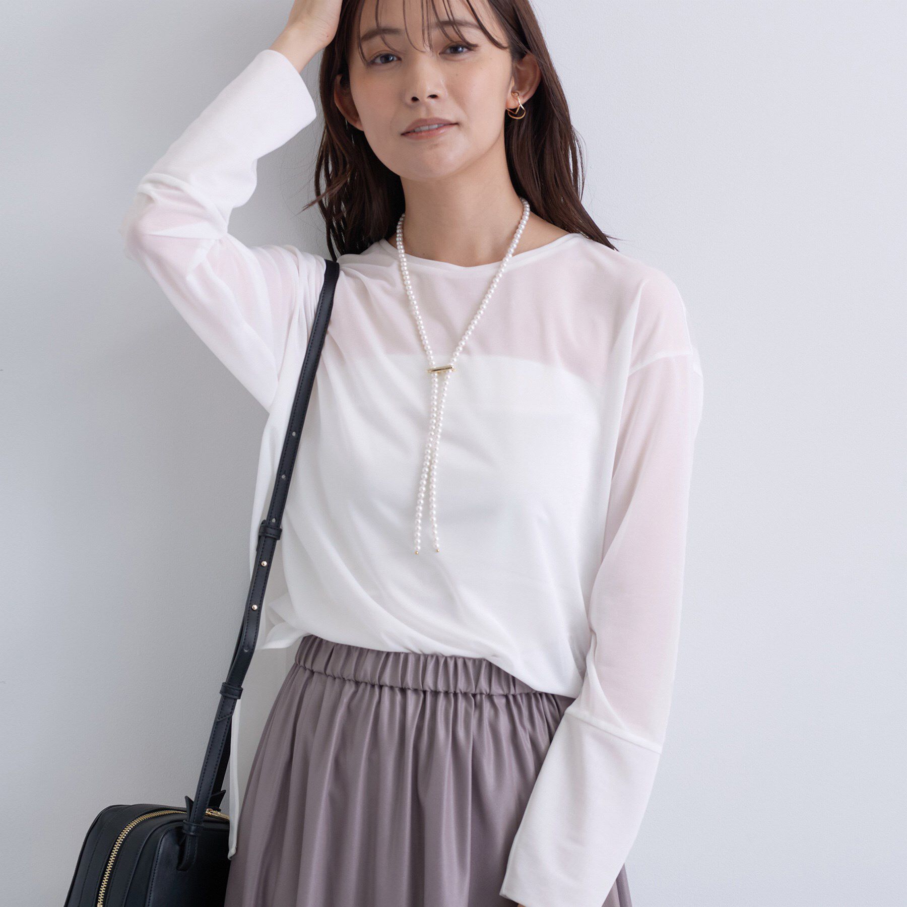 INDIVI「ストレッチシアーロングTシャツ」|Tシャツ・カットソー|