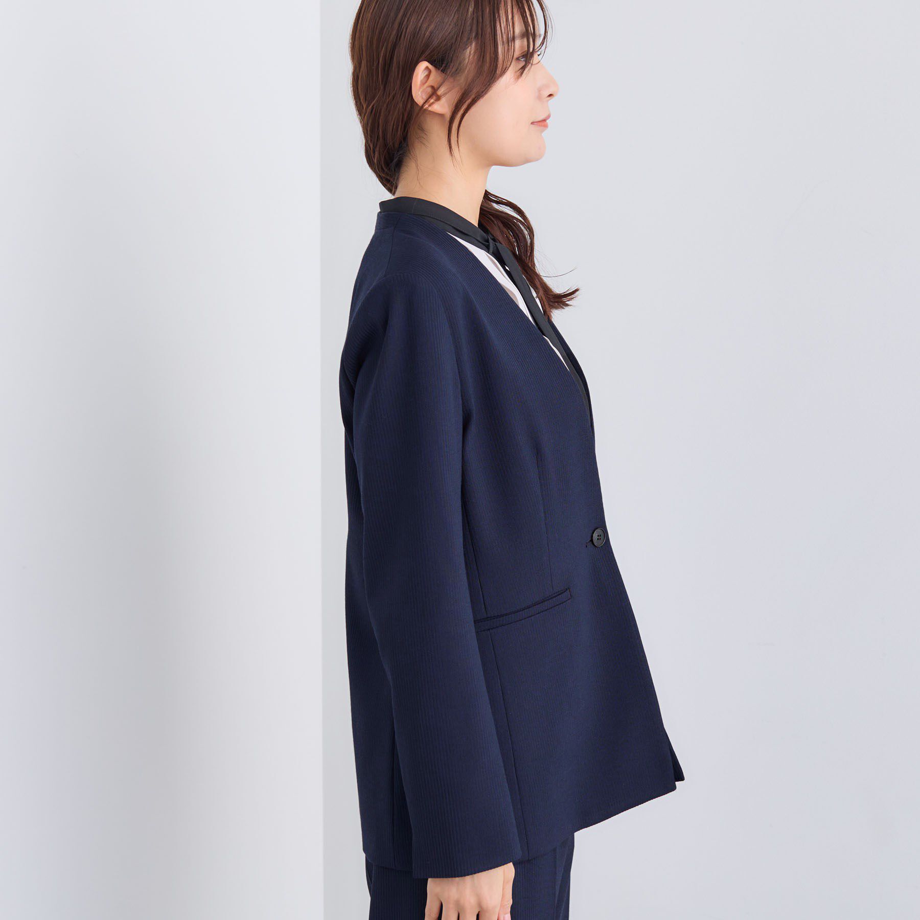 INDIVI「【日本製／通勤スーツ】プレシャスドビー ノーカラージャケット」|スーツ|