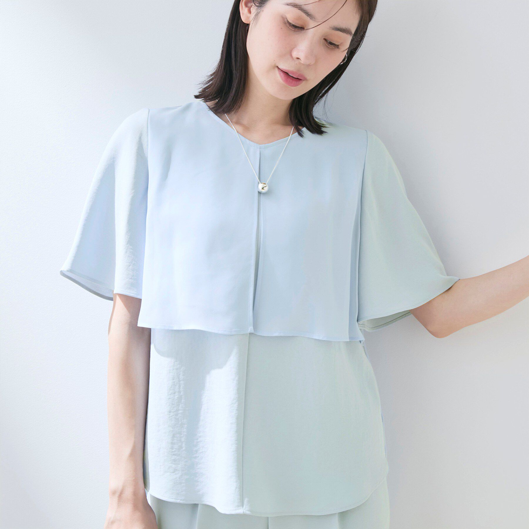 INDIVI「【着る日傘】シフォンドッキングブラウス」|シャツ・ブラウス|