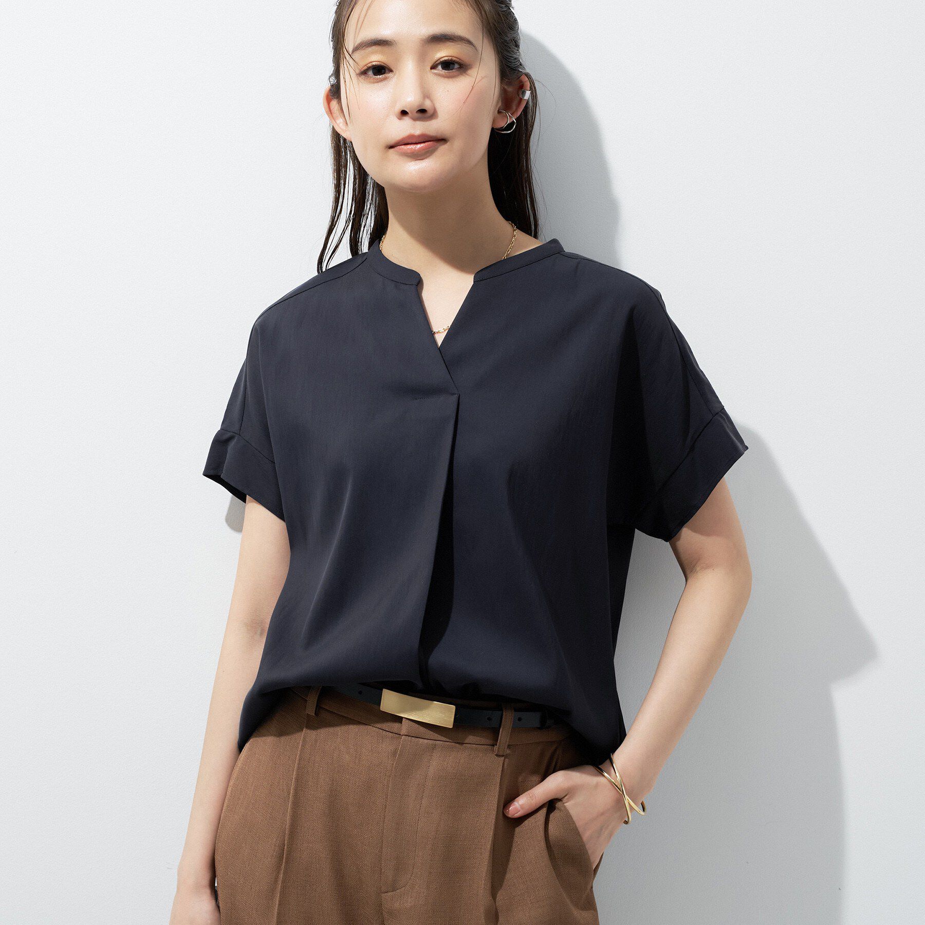 INDIVI「【洗える／SETUP可能】スキッパーブラウス」|シャツ・ブラウス|