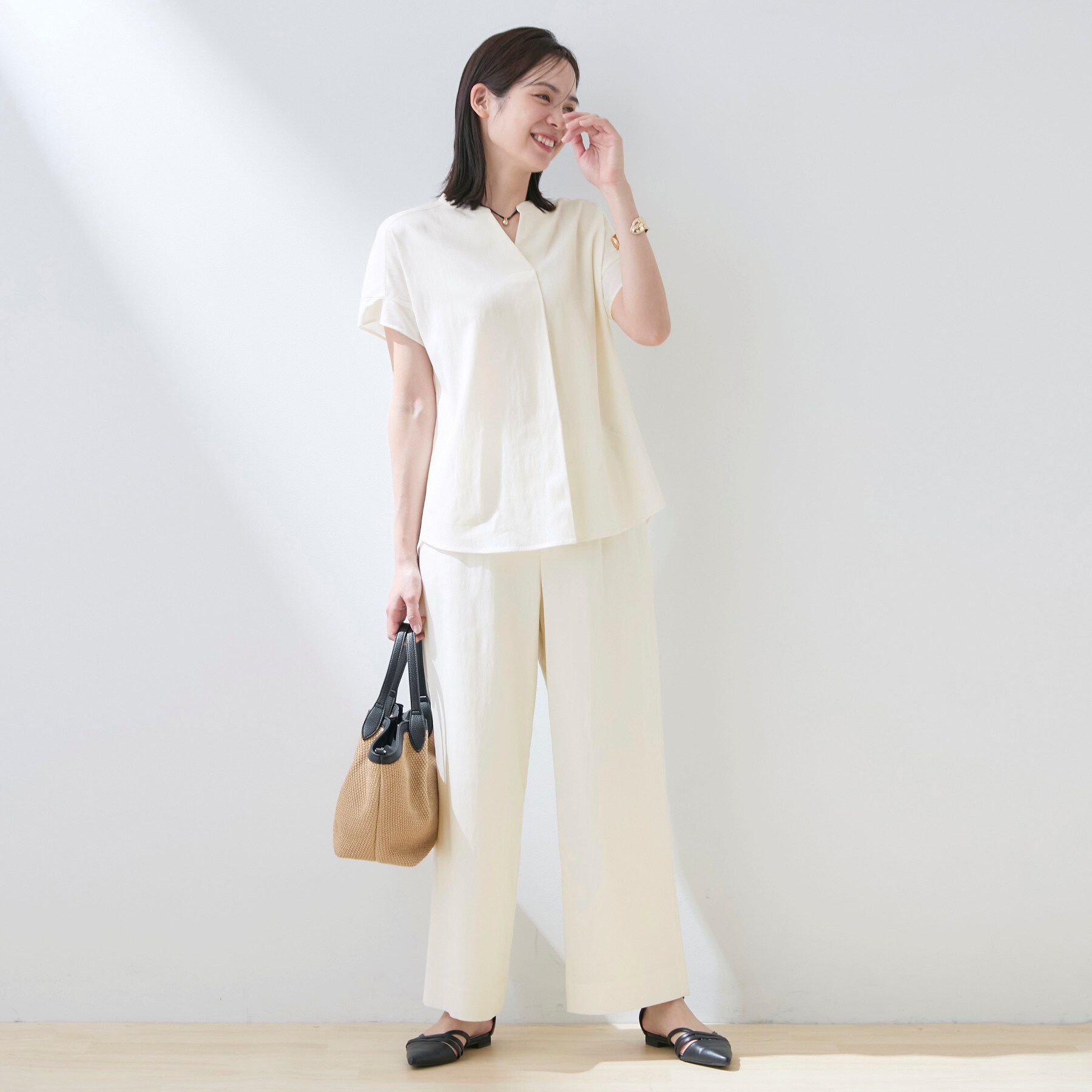 INDIVI「【洗える／SETUP可能】スキッパーブラウス」|シャツ・ブラウス|
