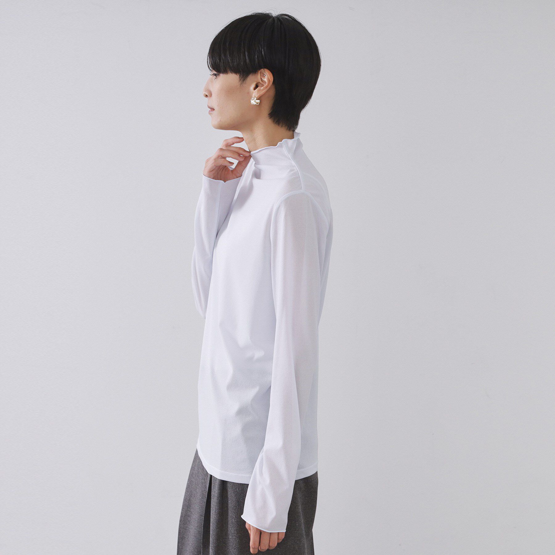 OPAQUE.CLIP「シアーハイネックトップス【洗濯機OK】」|Tシャツ・カットソー|