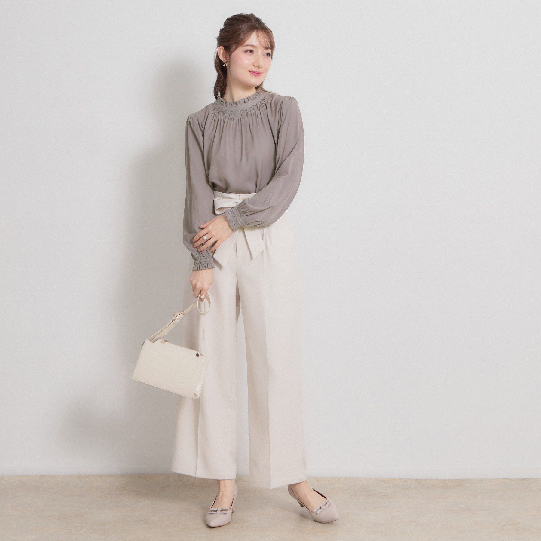 Couture broach「【前後2WAY・洗える】RTピケ リボン ブラウス」|シャツ・ブラウス|