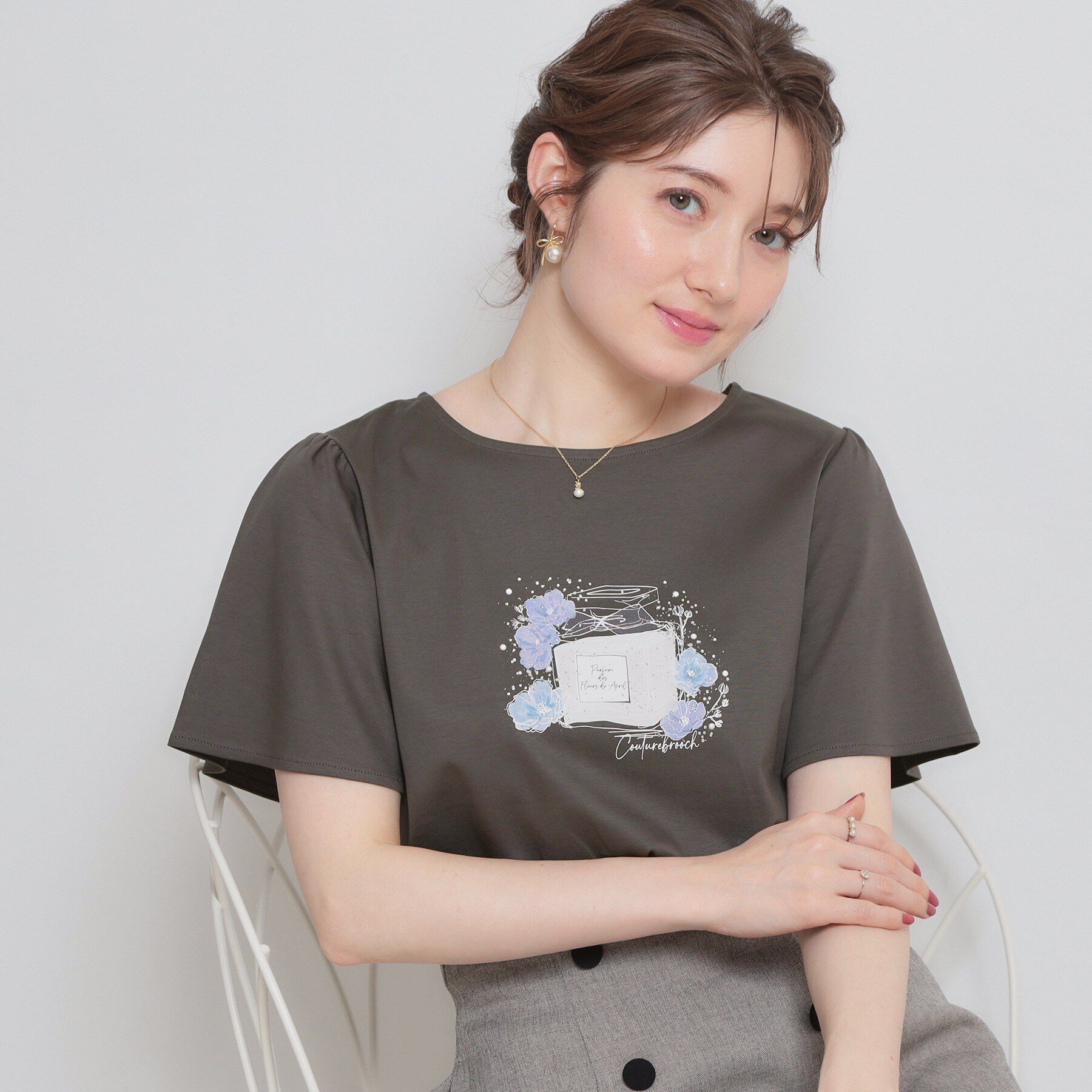 Couture broach「【接触冷感・UVカット】パフュームプリントTシャツ」|Tシャツ・カットソー|