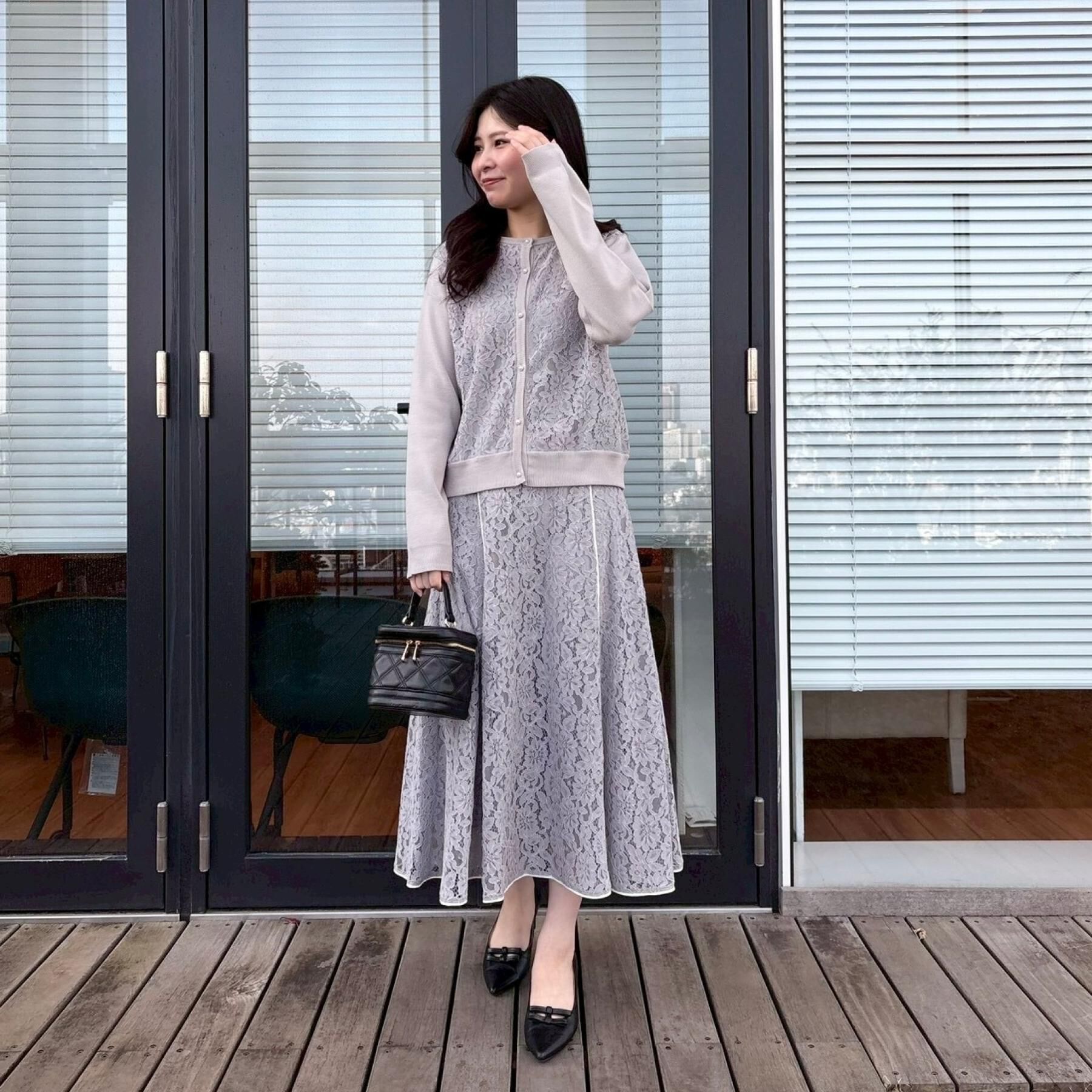 Couture broach「【洗える】コードレース カーディガン」|カーディガン|