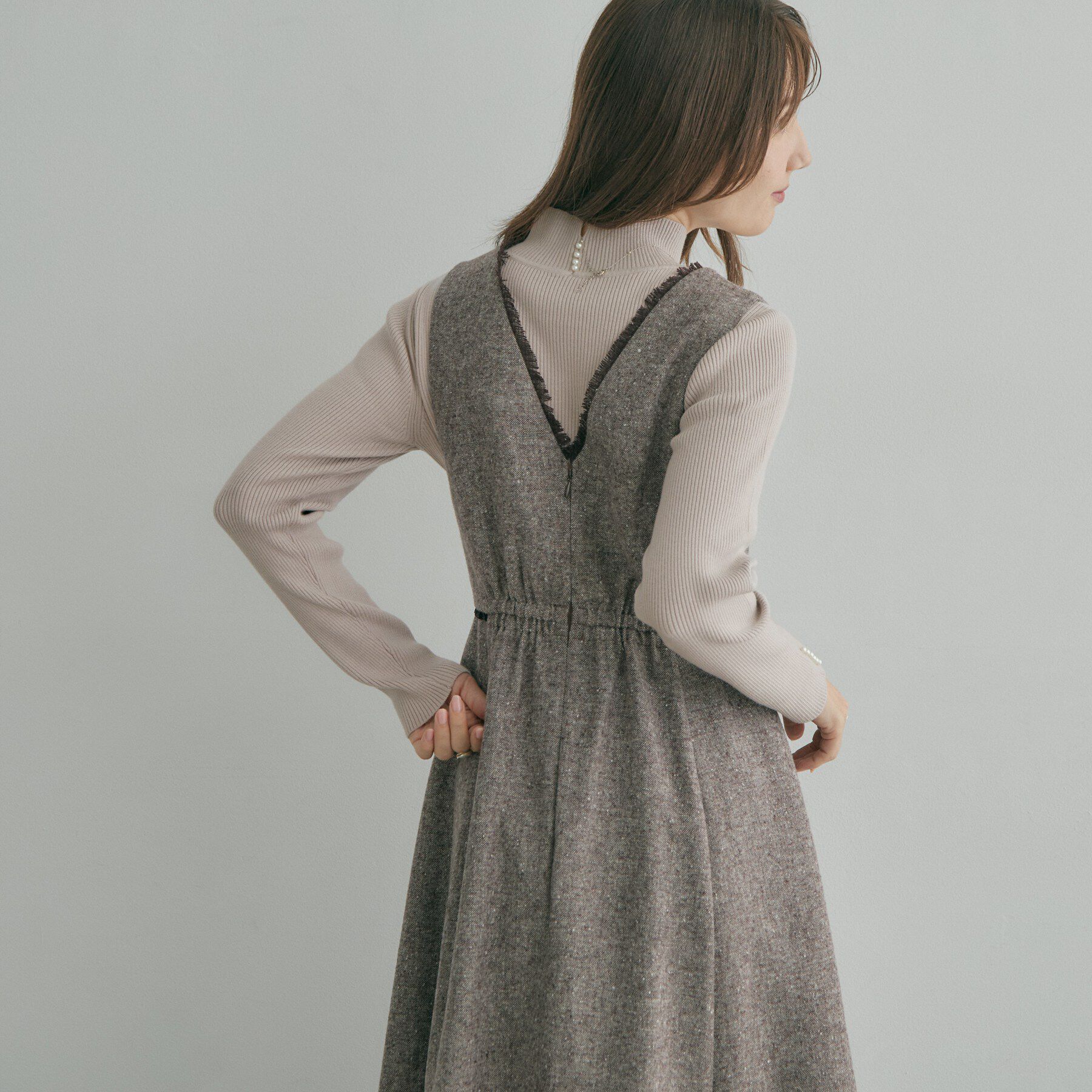 Couture broach「【大人フェミニンのBASIC】パール調リブニット【吸湿発熱・静電気防止・抗菌防臭・洗濯機可】」|ニット・セーター|