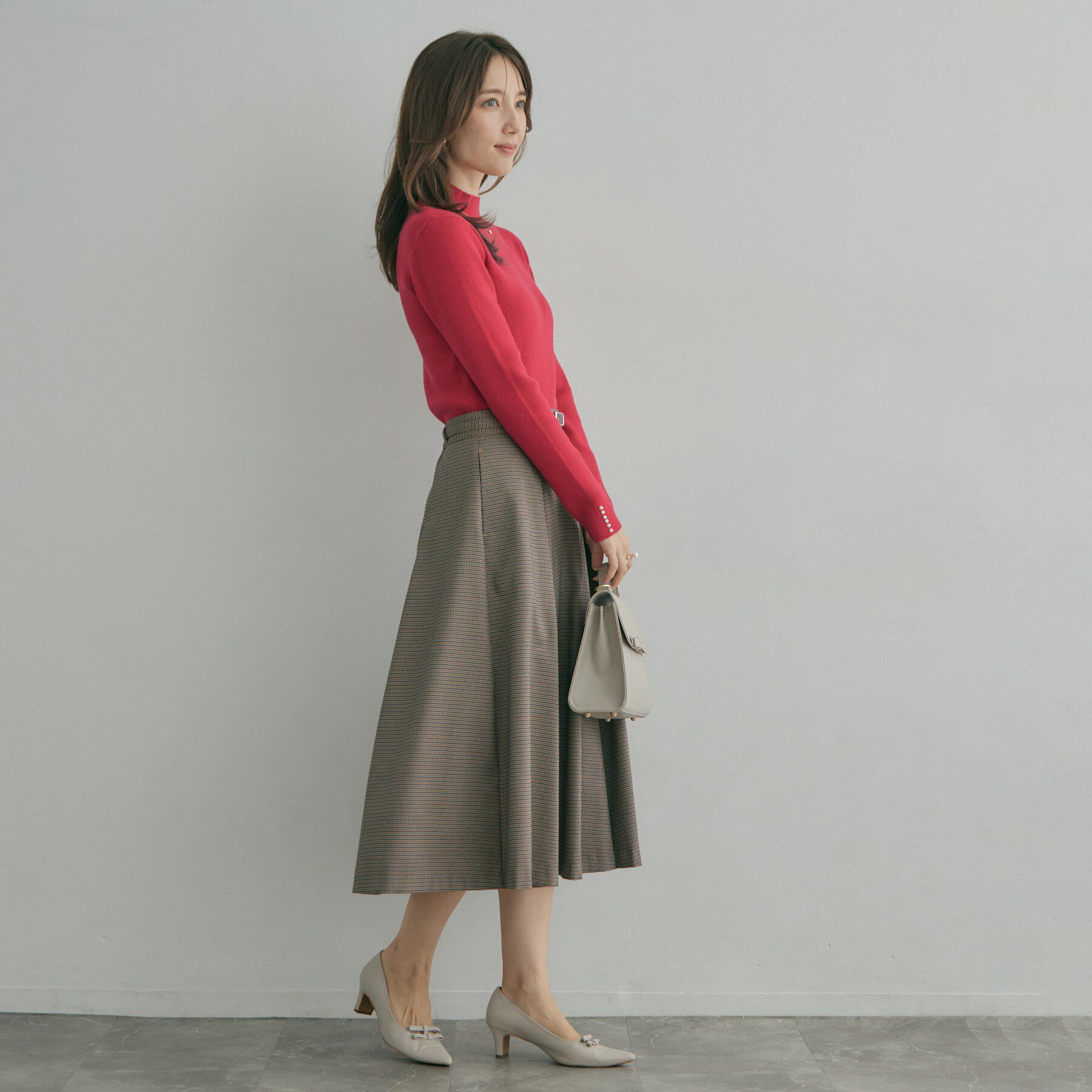 Couture broach「【大人フェミニンのBASIC】パール調リブニット【吸湿発熱・静電気防止・抗菌防臭・洗濯機可】」|ニット・セーター|