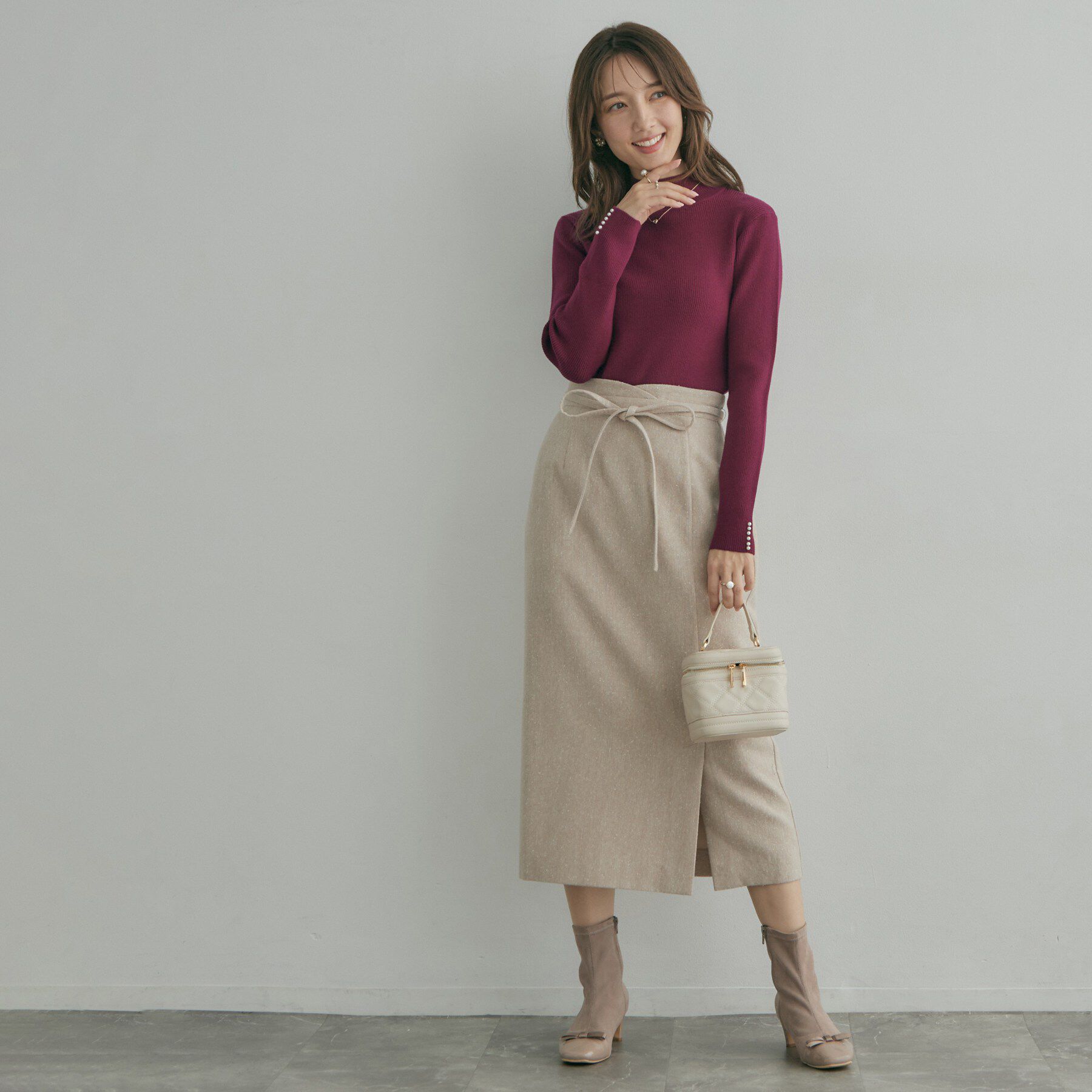 Couture broach「【大人フェミニンのBASIC】パール調リブニット【吸湿発熱・静電気防止・抗菌防臭・洗濯機可】」|ニット・セーター|