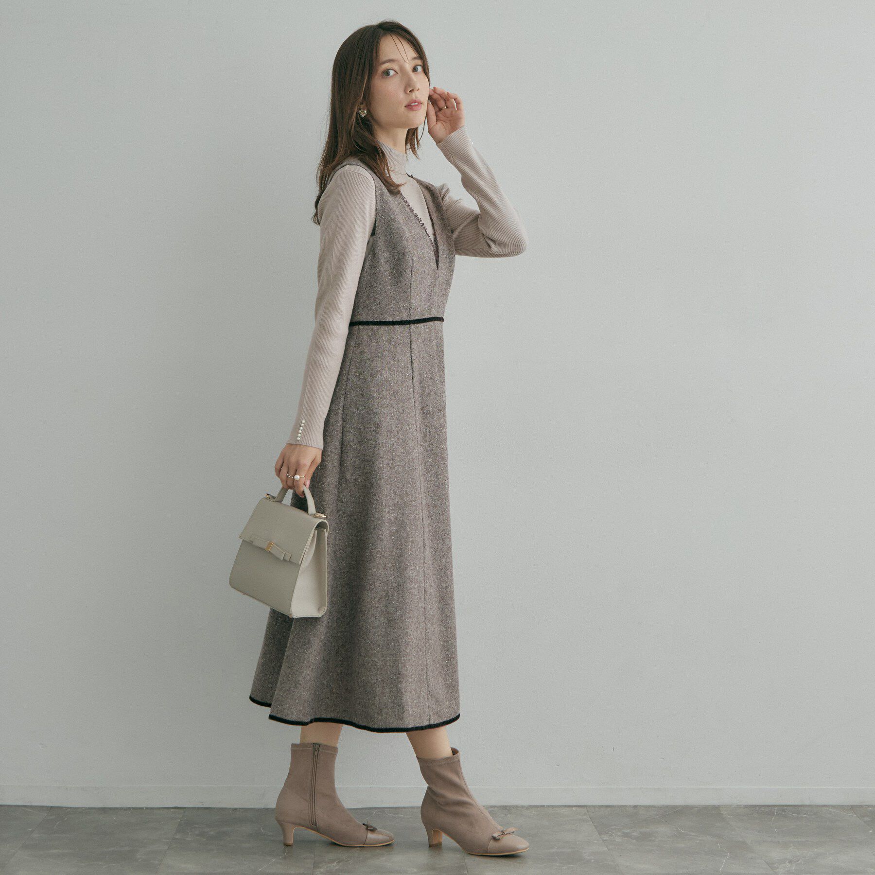 Couture broach「【大人フェミニンのBASIC】パール調リブニット【吸湿発熱・静電気防止・抗菌防臭・洗濯機可】」|ニット・セーター|