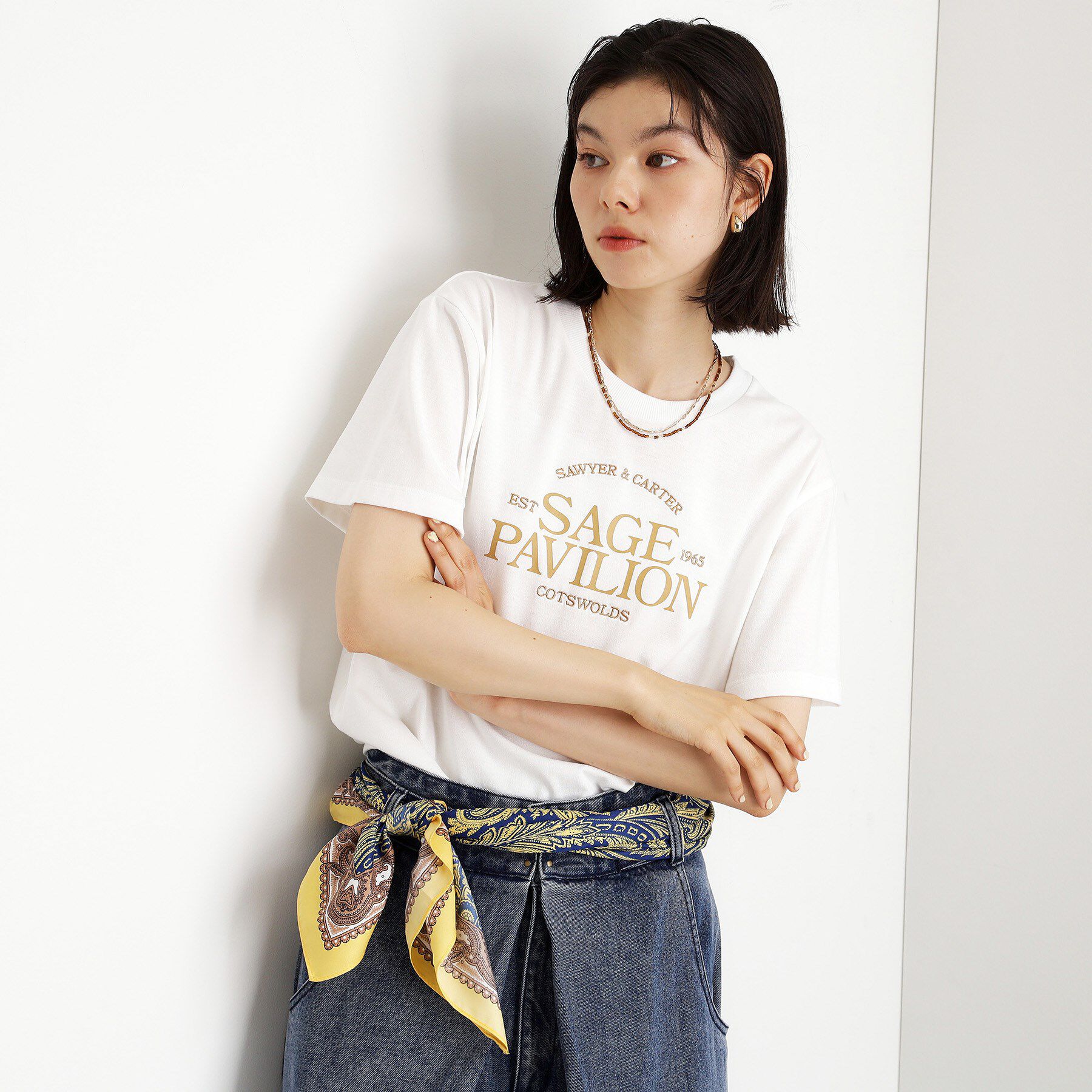 THE SHOP TK「カレッジ＆フォトプリントTシャツ【洗濯機OK】」|Tシャツ・カットソー|オフホワイト(003