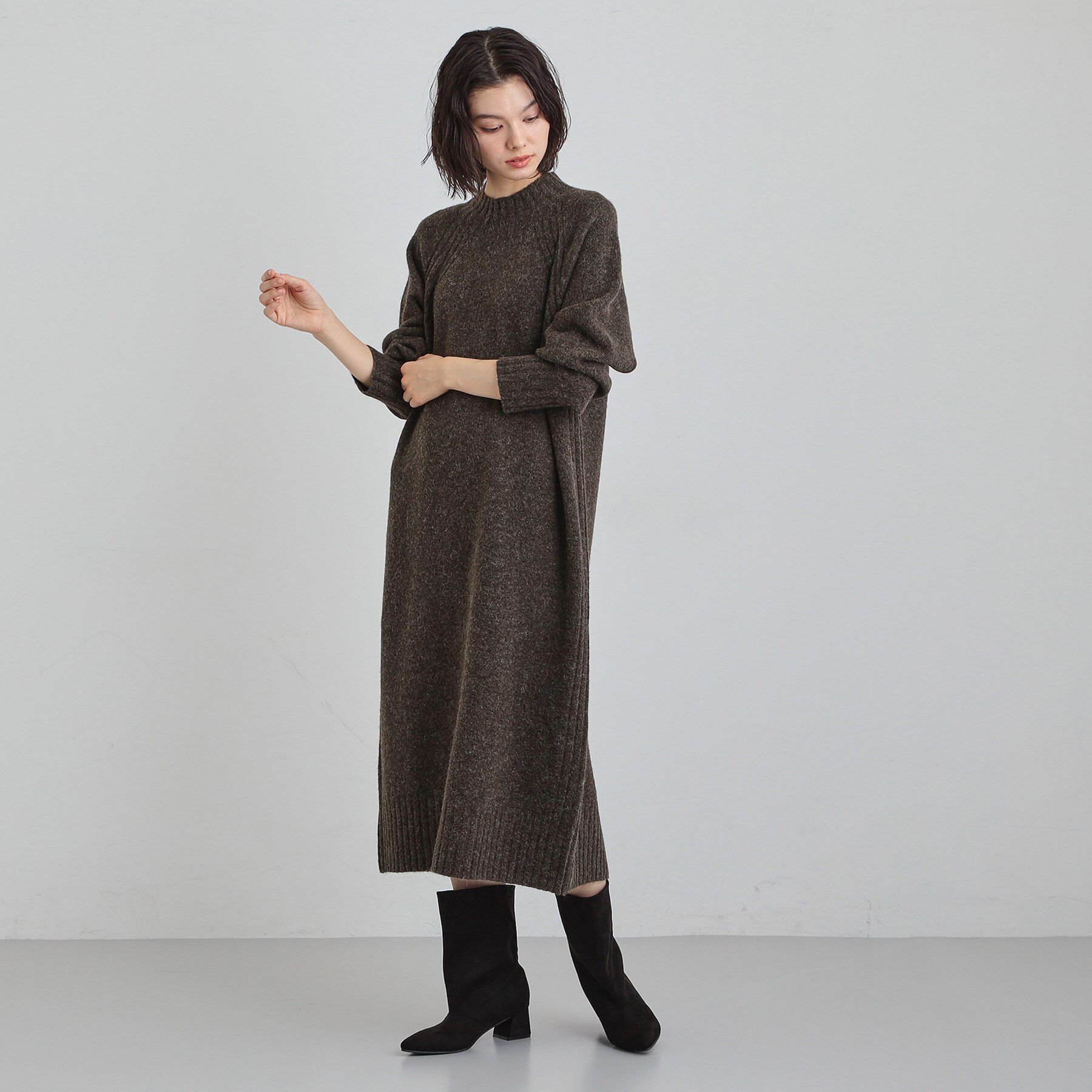 THE SHOP TK「ウール混杢調ハイネックワンピース」|ワンピース|