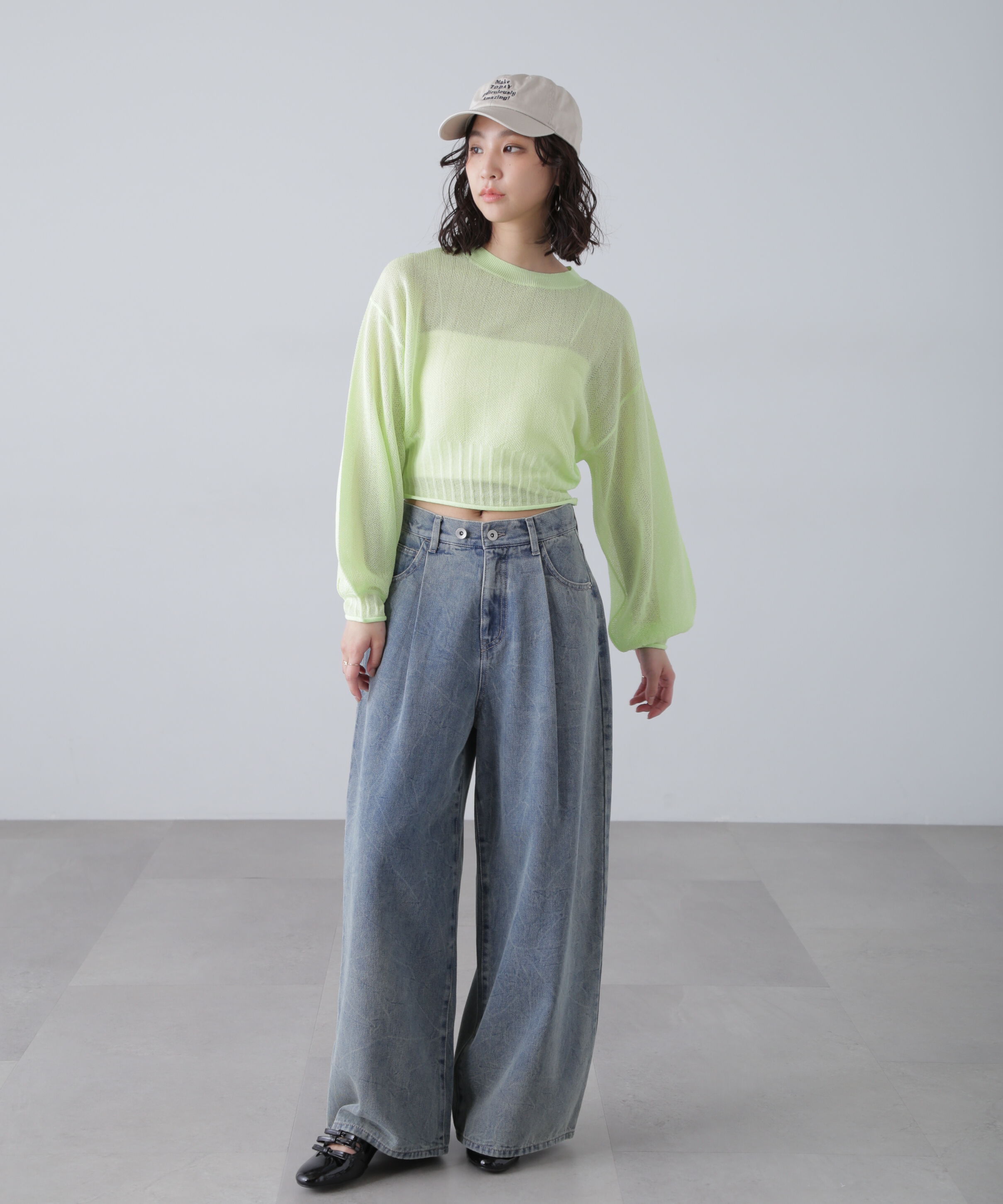  「クリンクル加工タックワイドデニムパンツ」|その他|