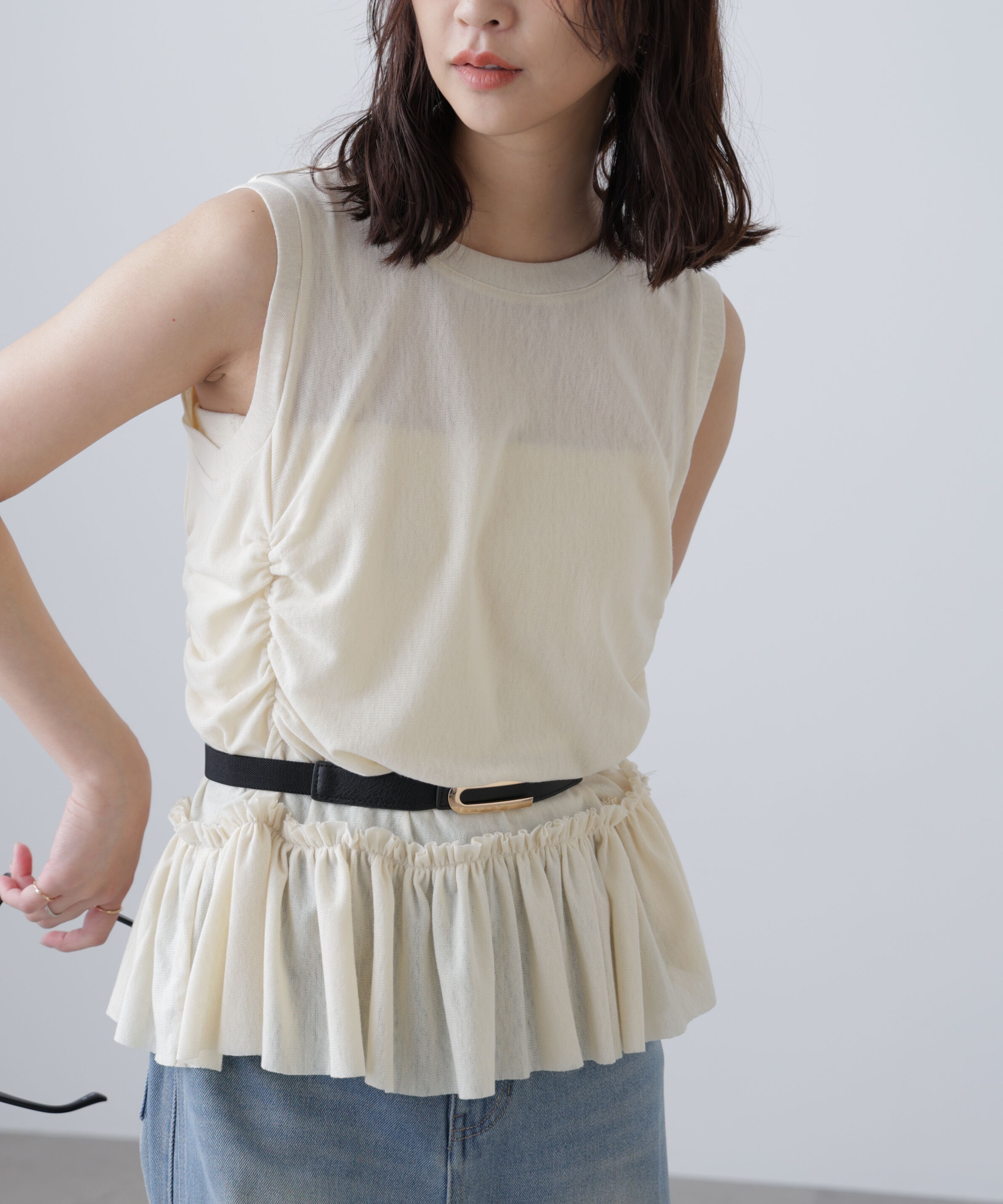  「シアーフリルタンクトップ」|Tシャツ・カットソー|