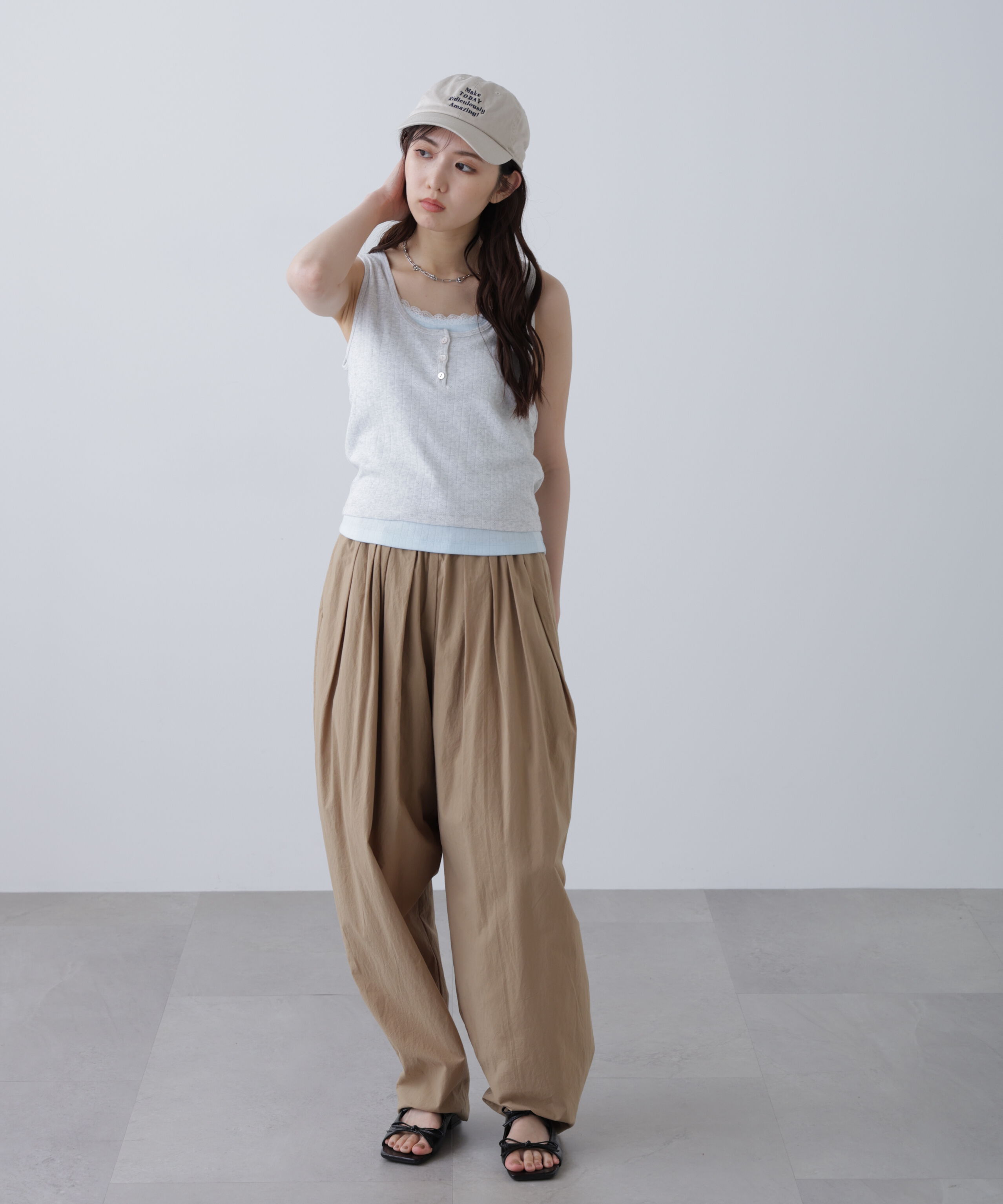  「針抜きテレコレイヤードタンクトップ」|Tシャツ・カットソー|