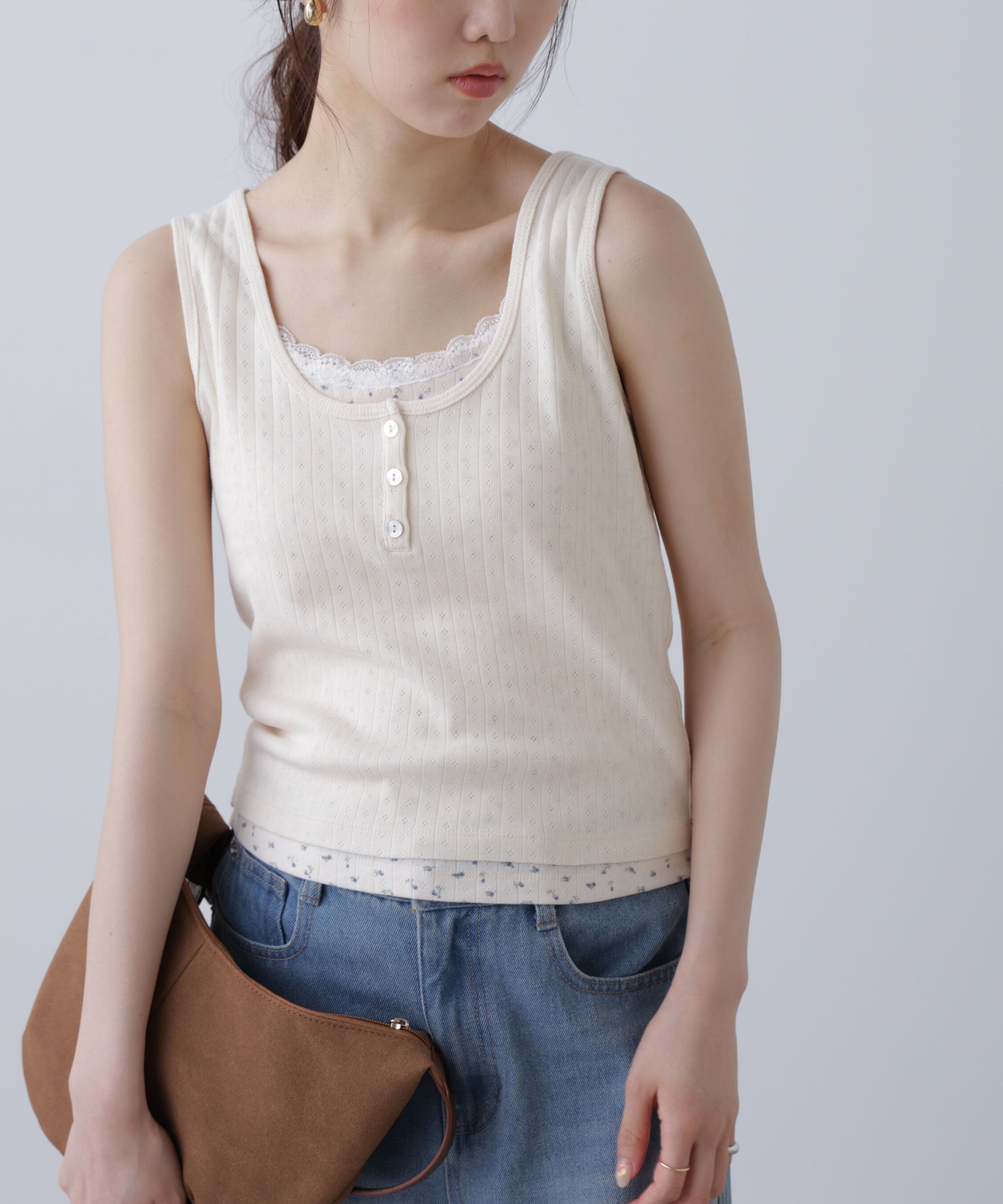  「針抜きテレコレイヤードタンクトップ」|Tシャツ・カットソー|オフ