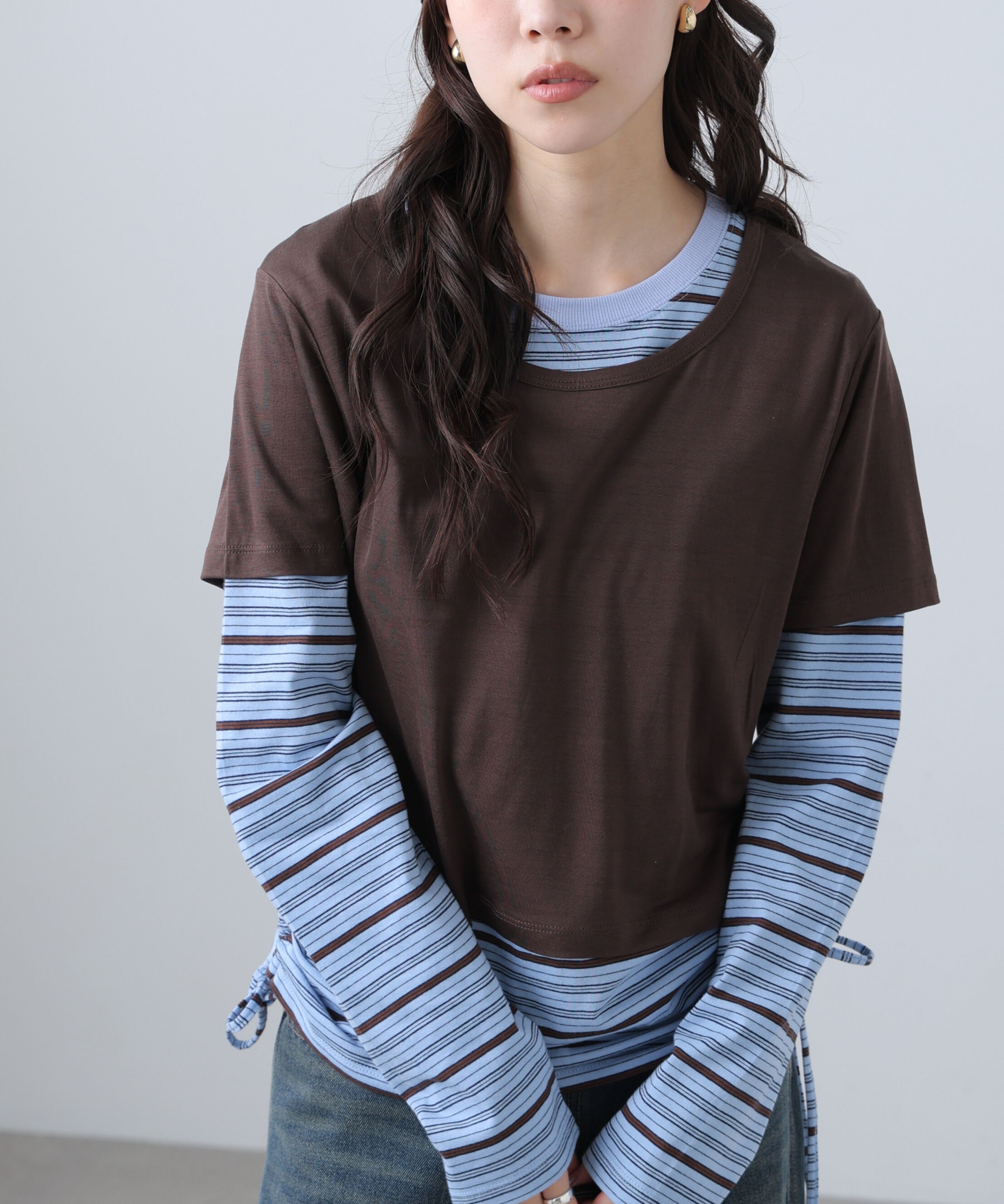  「シアーTシャツレイヤードボーダーロンT」|Tシャツ・カットソー|
