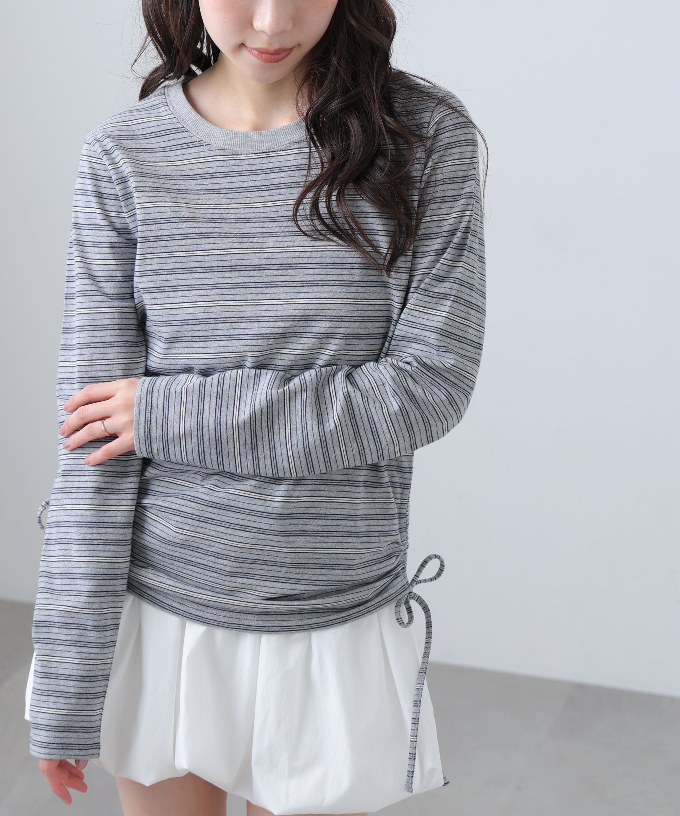  「シアーTシャツレイヤードボーダーロンT」|Tシャツ・カットソー|